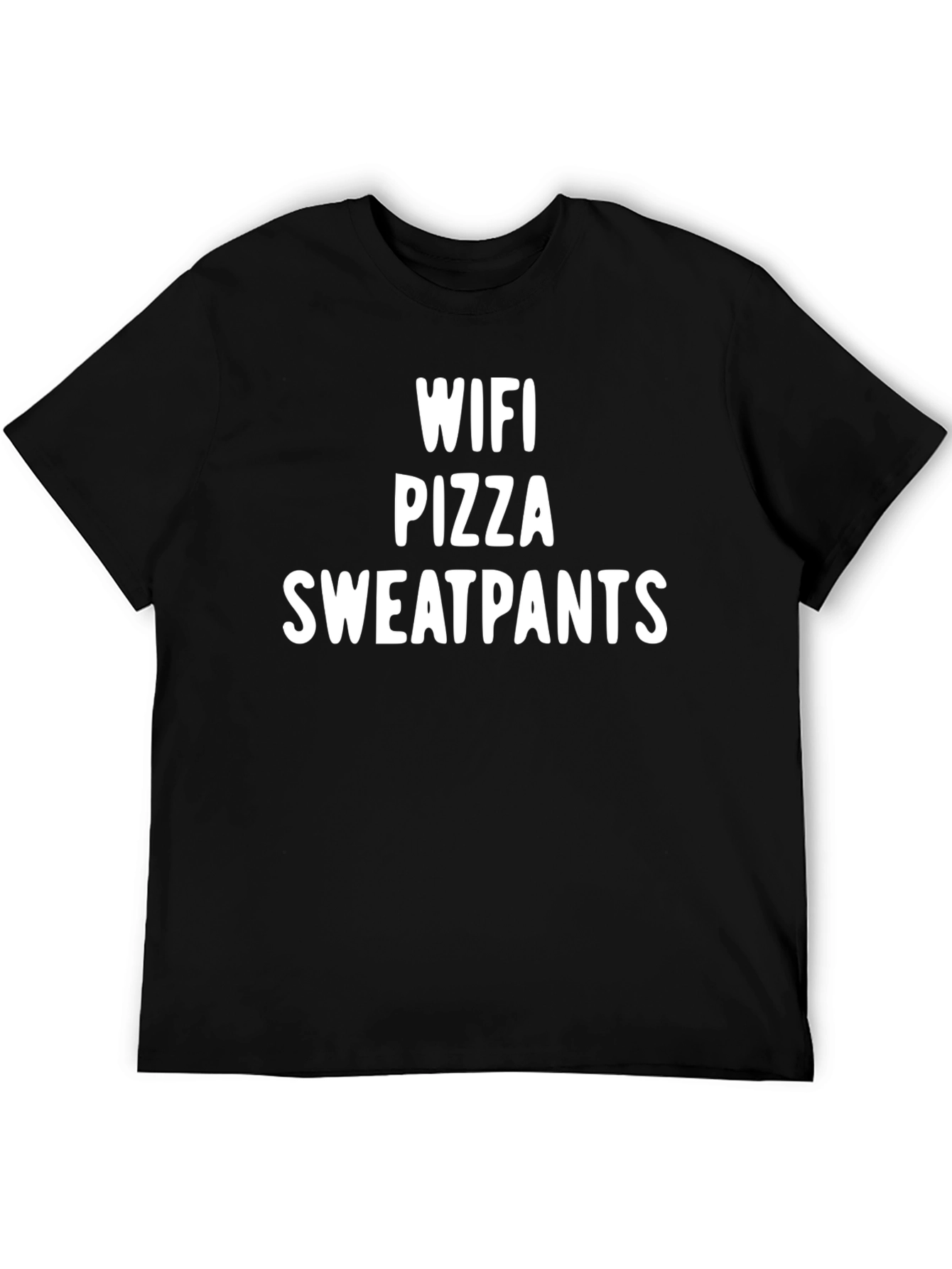 Black Wifi Pizza Sweatpants Graphic T-Shirt view 5