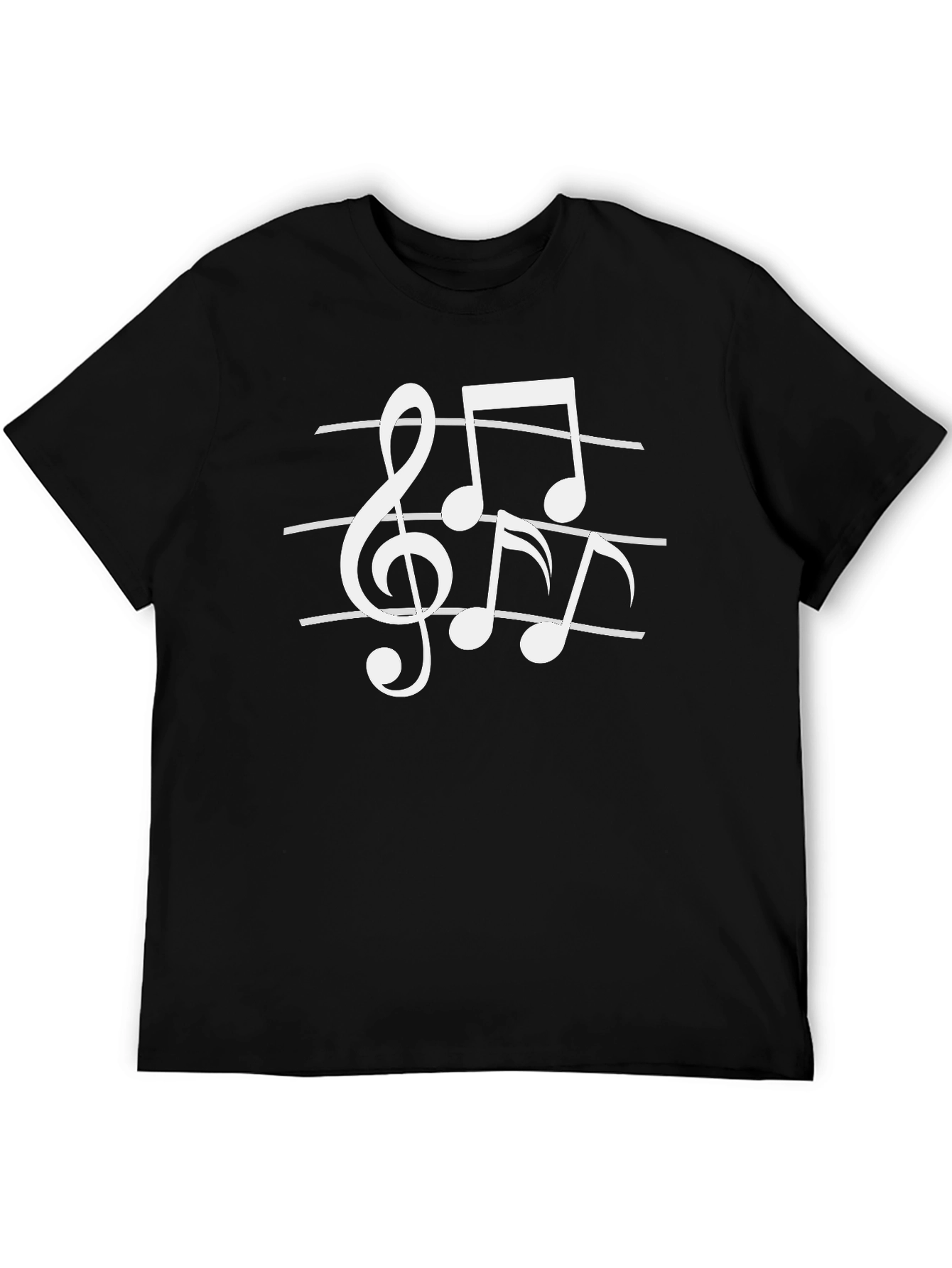 Black Musical Notes Graphic Black T-Shirt view 5