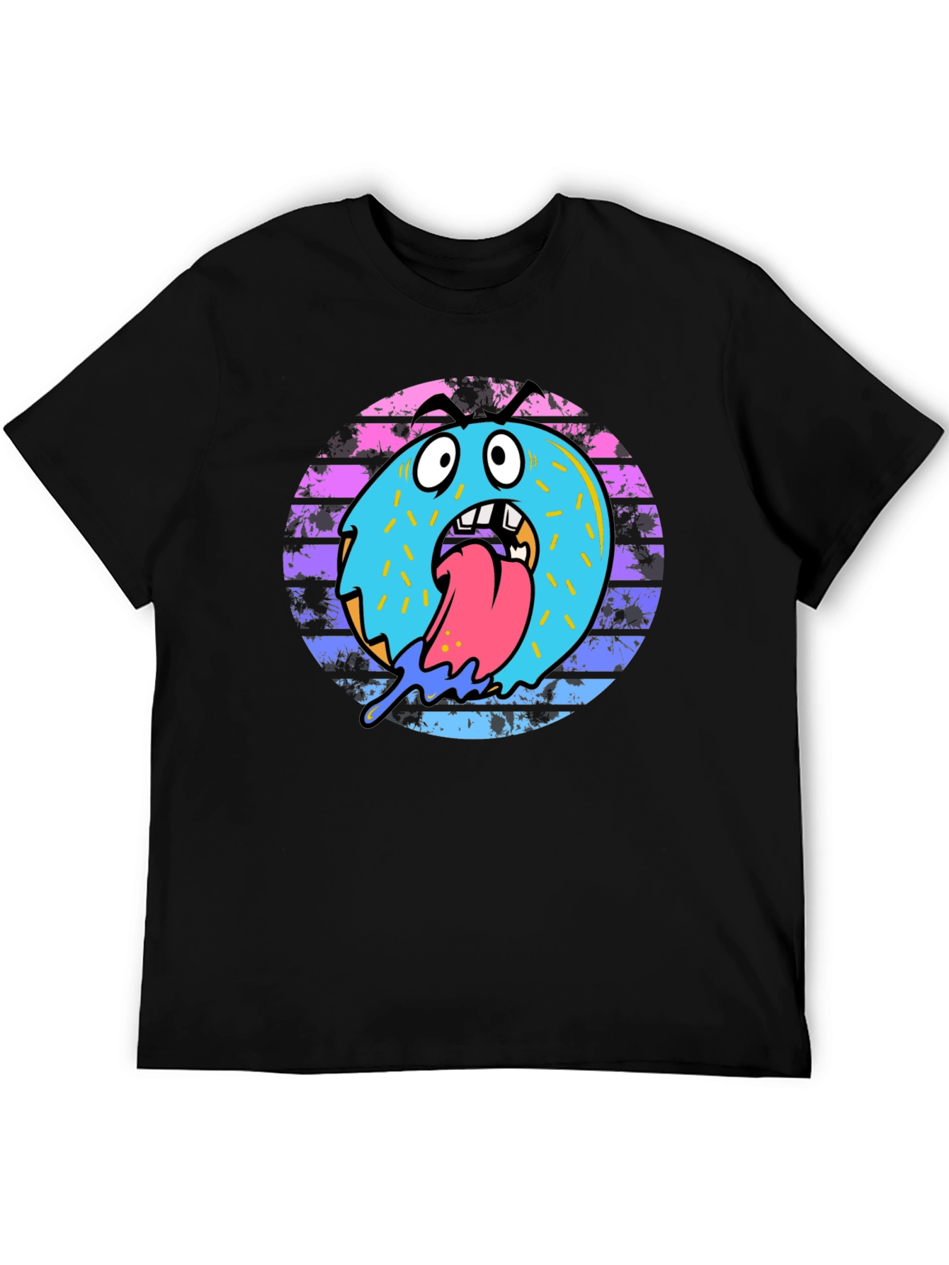 Black Monster Donut Graphic Tee - Black Cotton Blend view 5