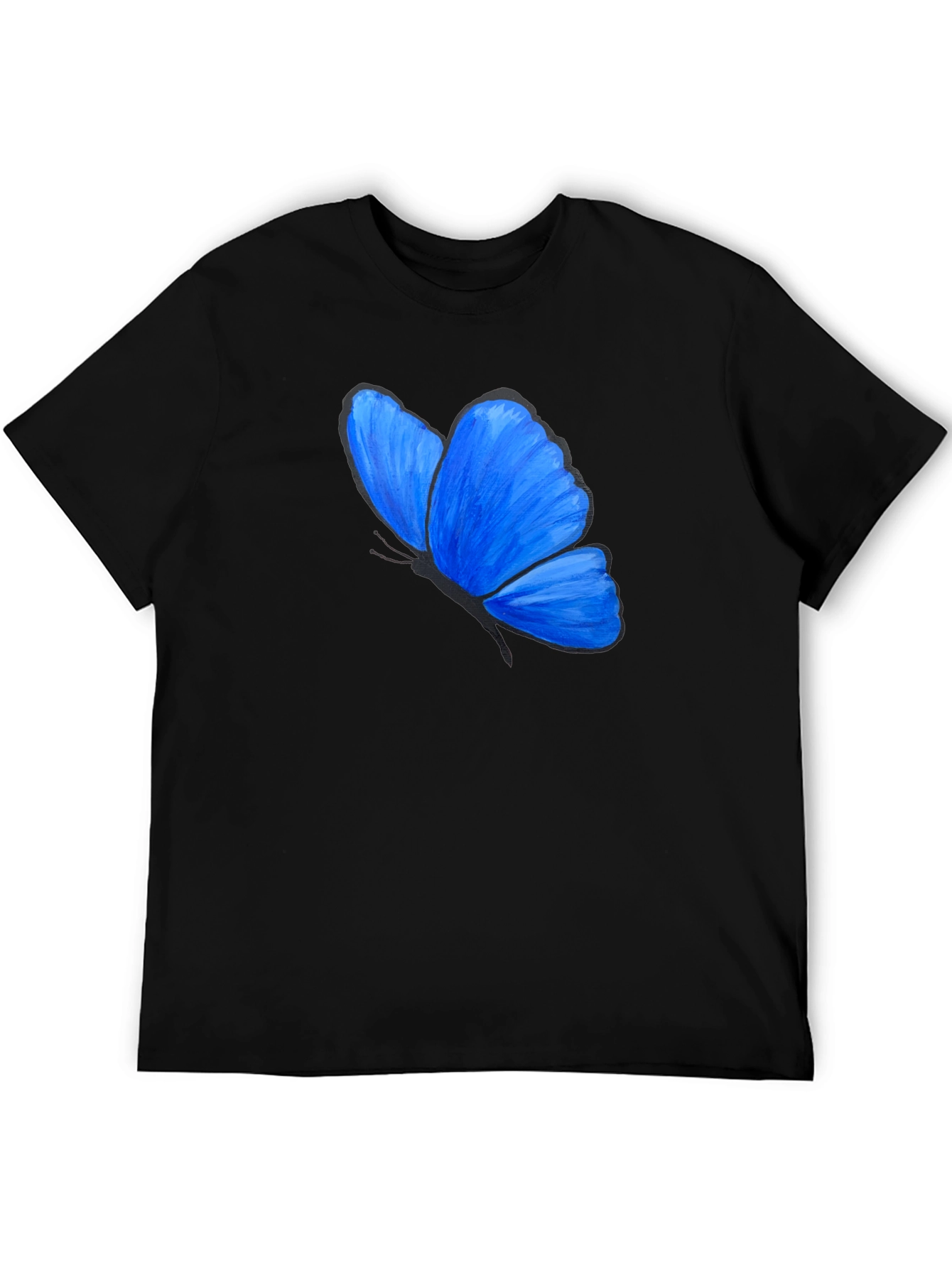 Black Blue Butterfly Graphic T-Shirt - Unisex view 5