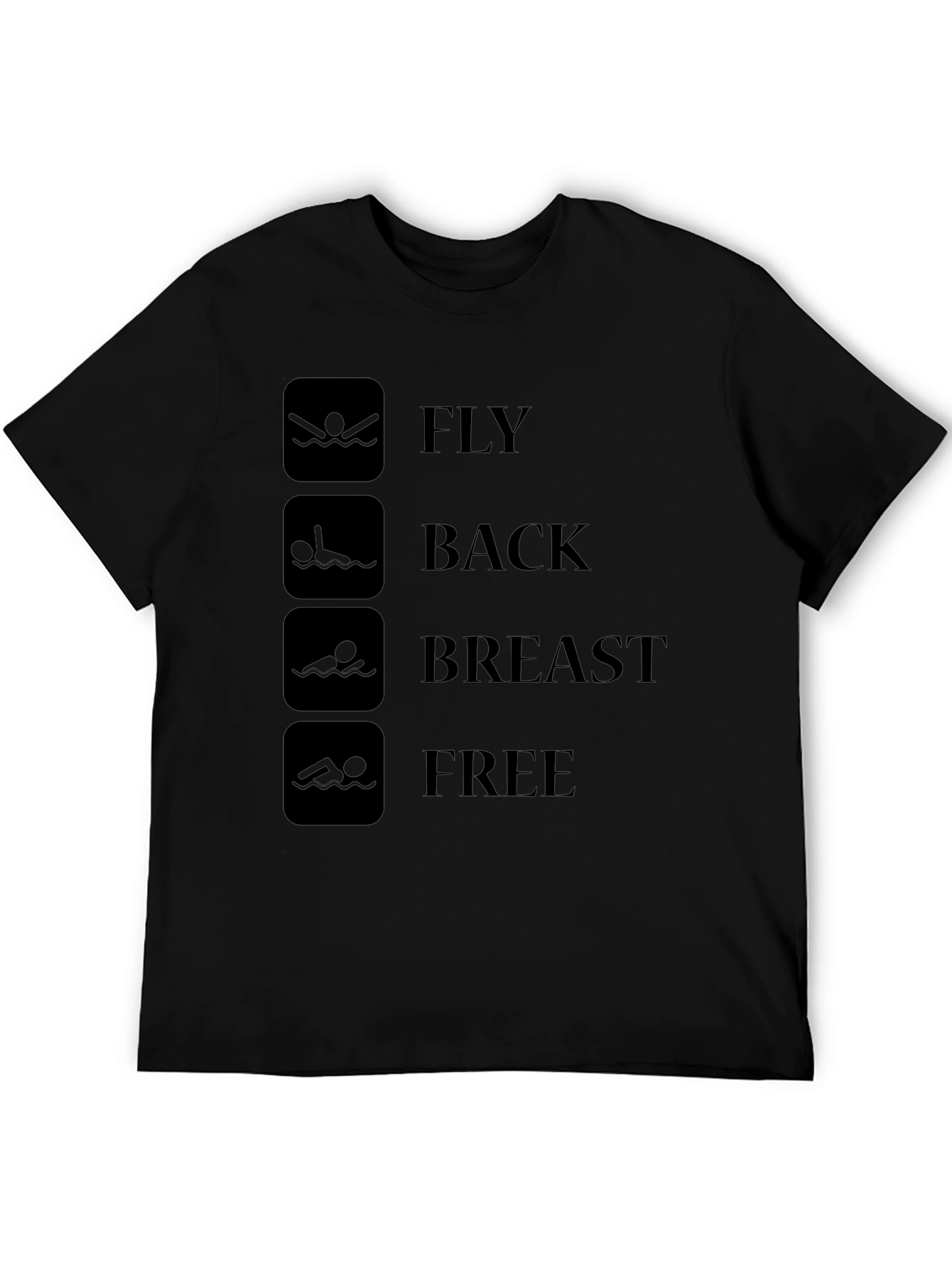 Black Swim Stroke Style T-Shirt - Fly Back Breast Free - Black view 5