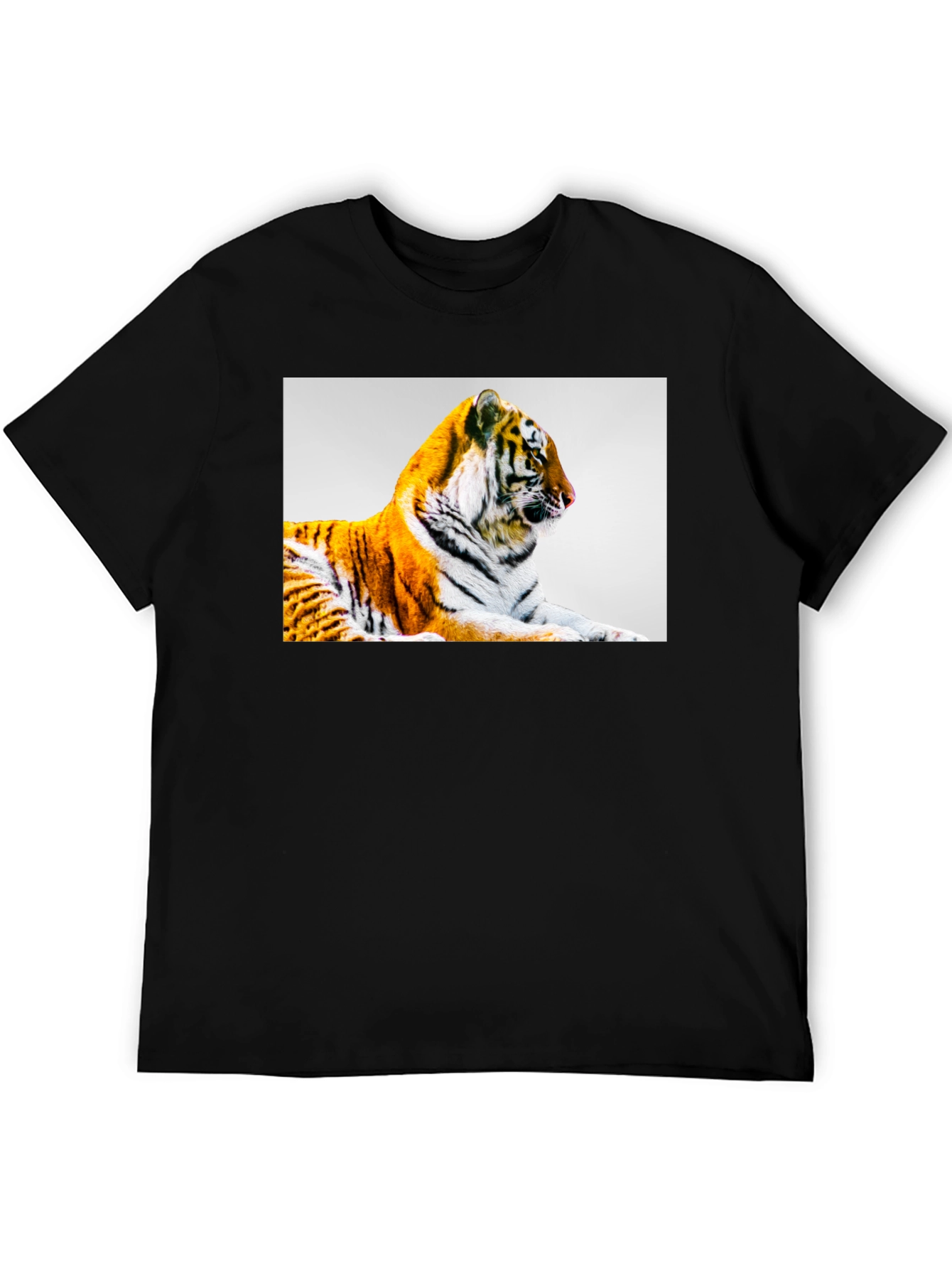 Black Tiger Graphic Print Black T-Shirt view 5