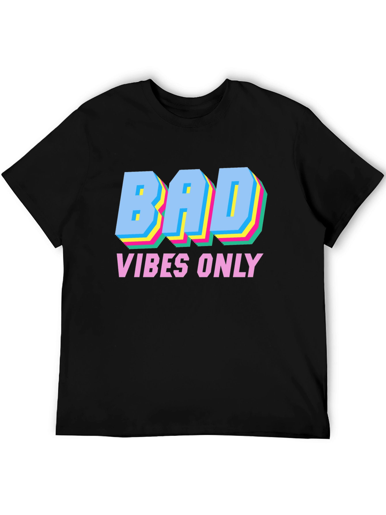 Black Bad Vibes Only Graphic Tee - Trendy Crew Neck T-Shirt view 5
