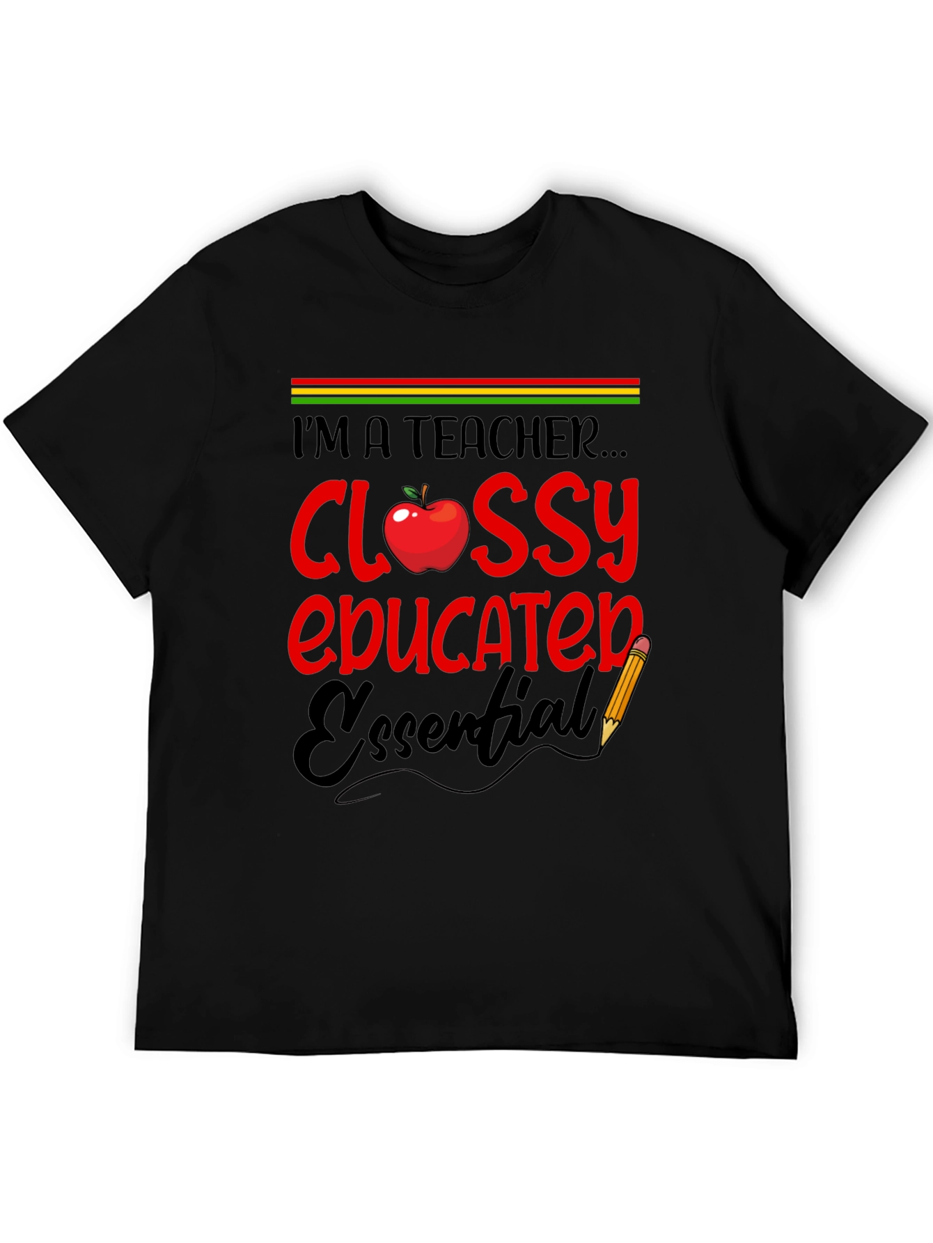 Black Teacher Glossy Educated Essential T-Shirt view 5