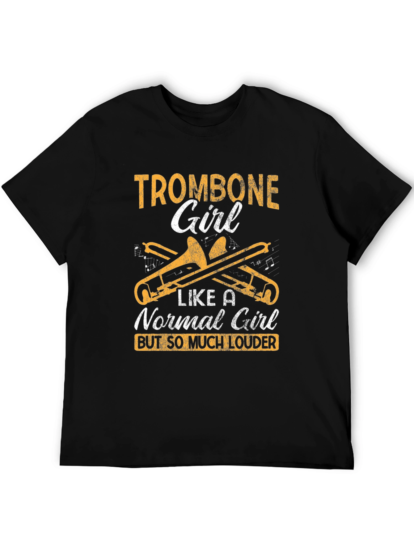 Black Trombone Girl Graphic Tee - Musician's Humor T-Shirt view 5
