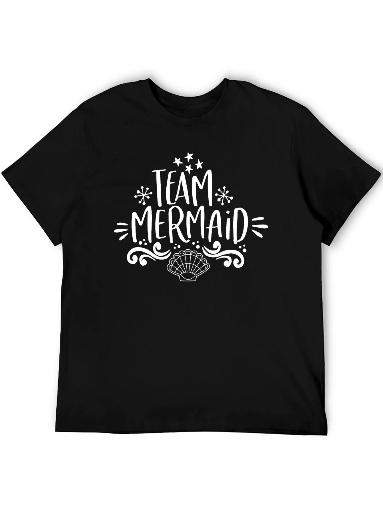 Black Team Mermaid T-Shirt - Black Cotton Tee view 5