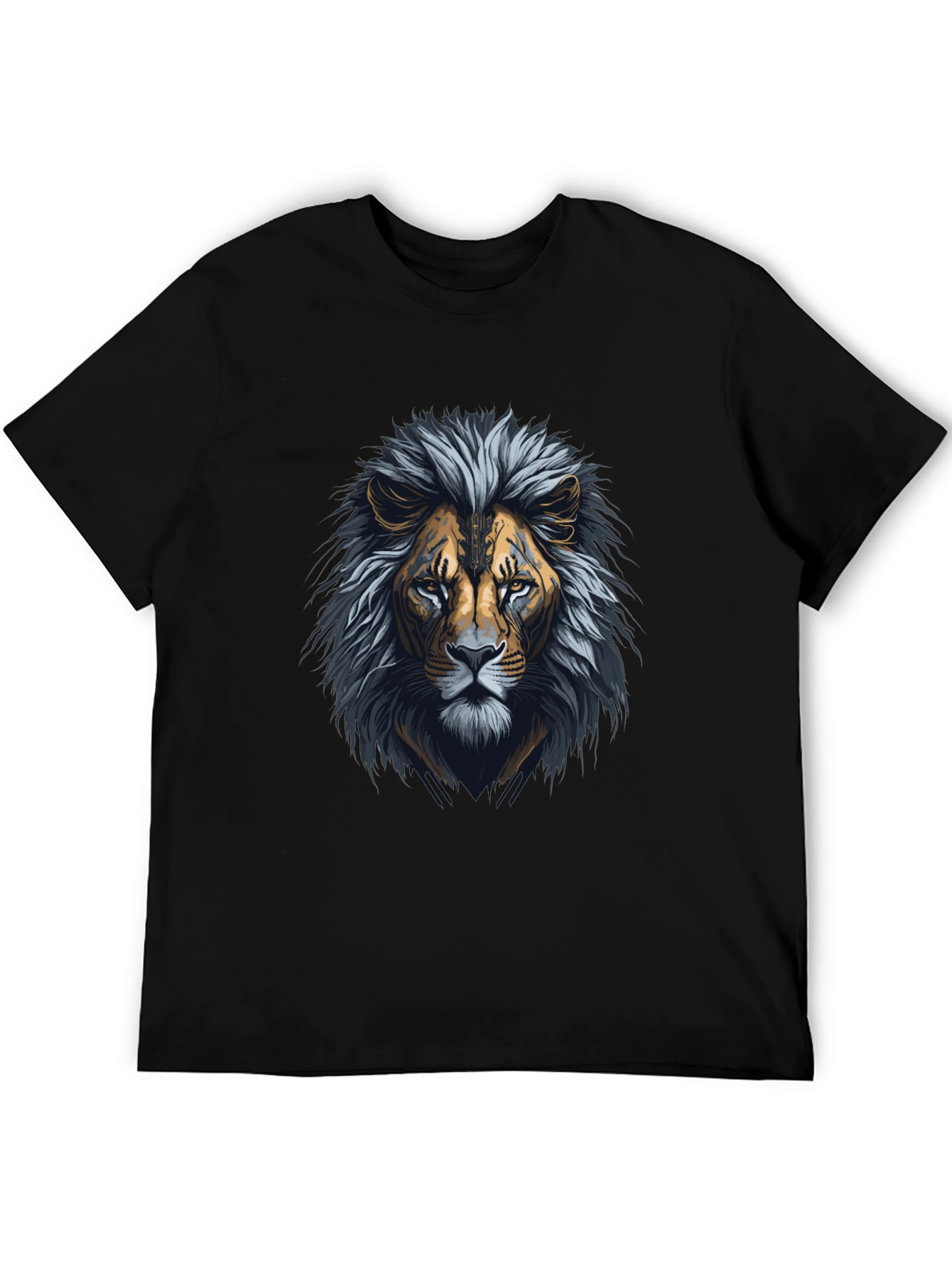 Black Lion Graphic Black T-Shirt - Bold Animal Design view 5