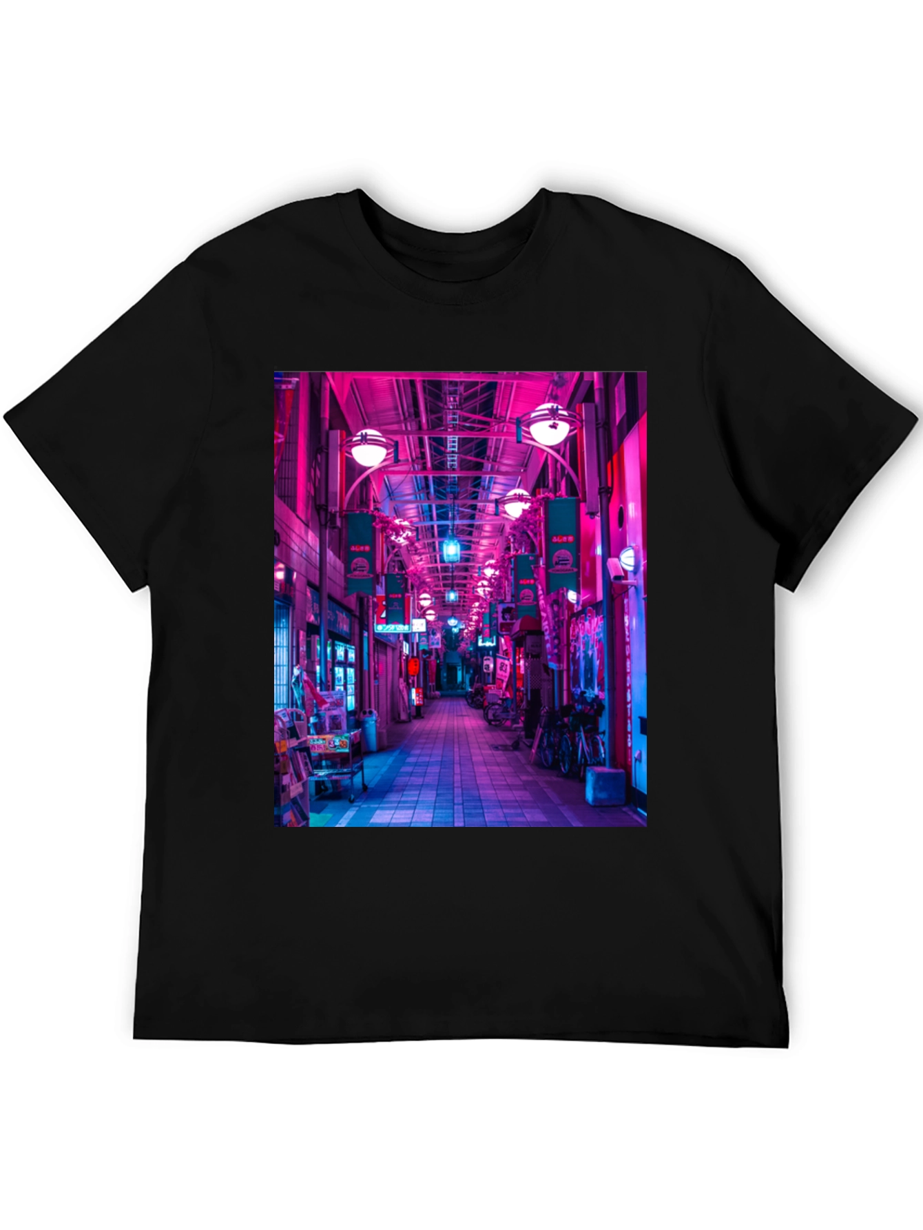 Black Neon Tokyo Streetwear T-Shirt view 5