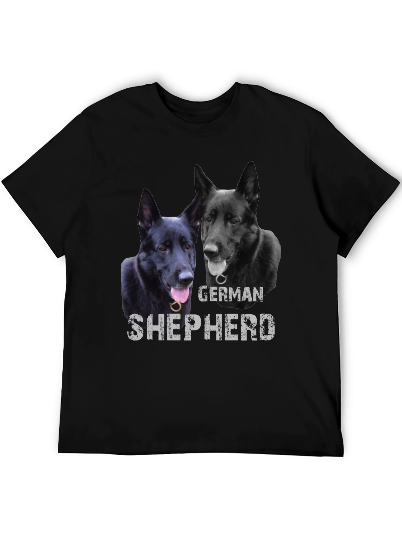 Black German Shepherd Dog Graphic Print Black T-Shirt view 5
