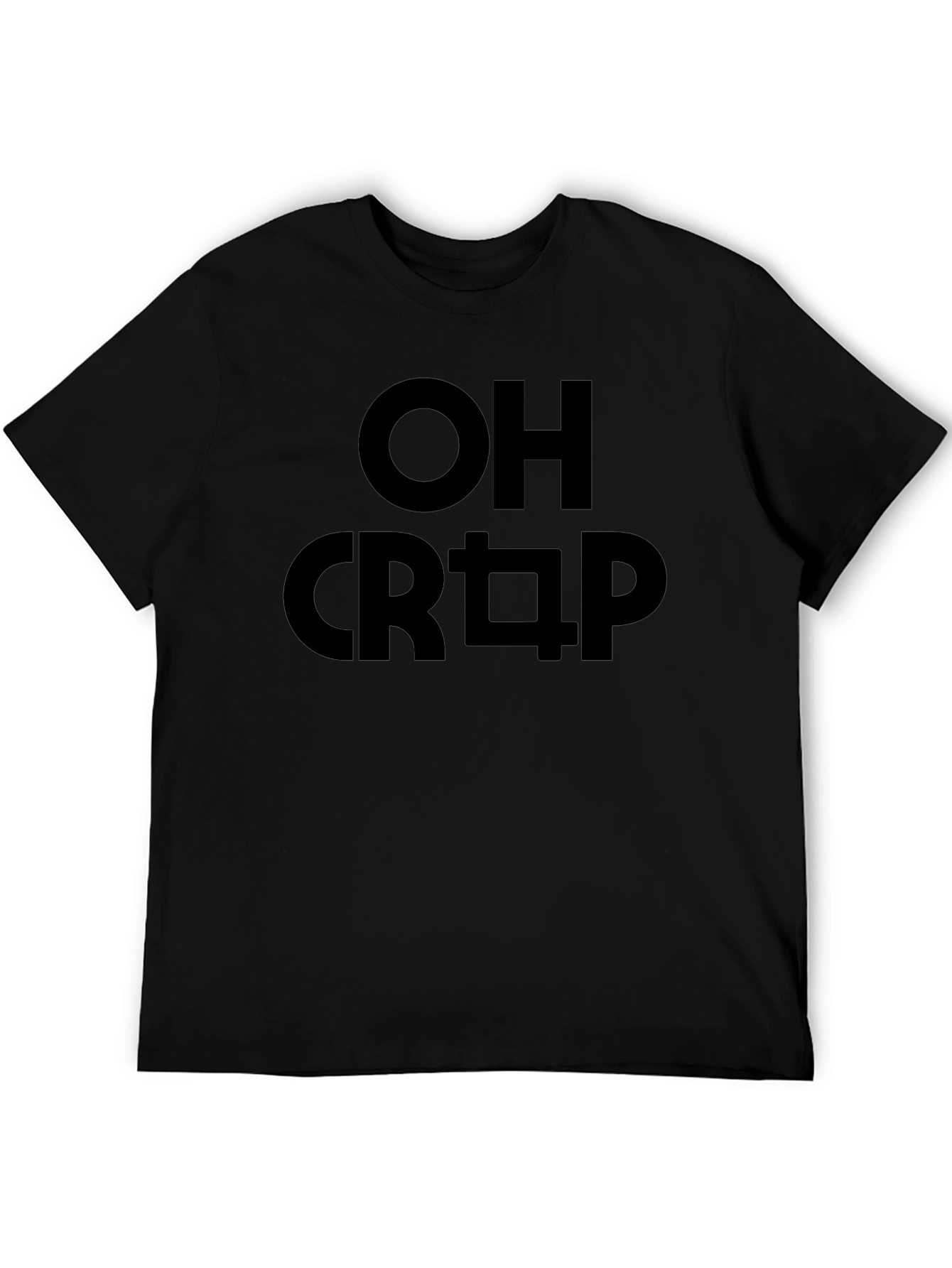 Black OH CRAP Funny Graphic Tee - Black Cotton T-Shirt view 5
