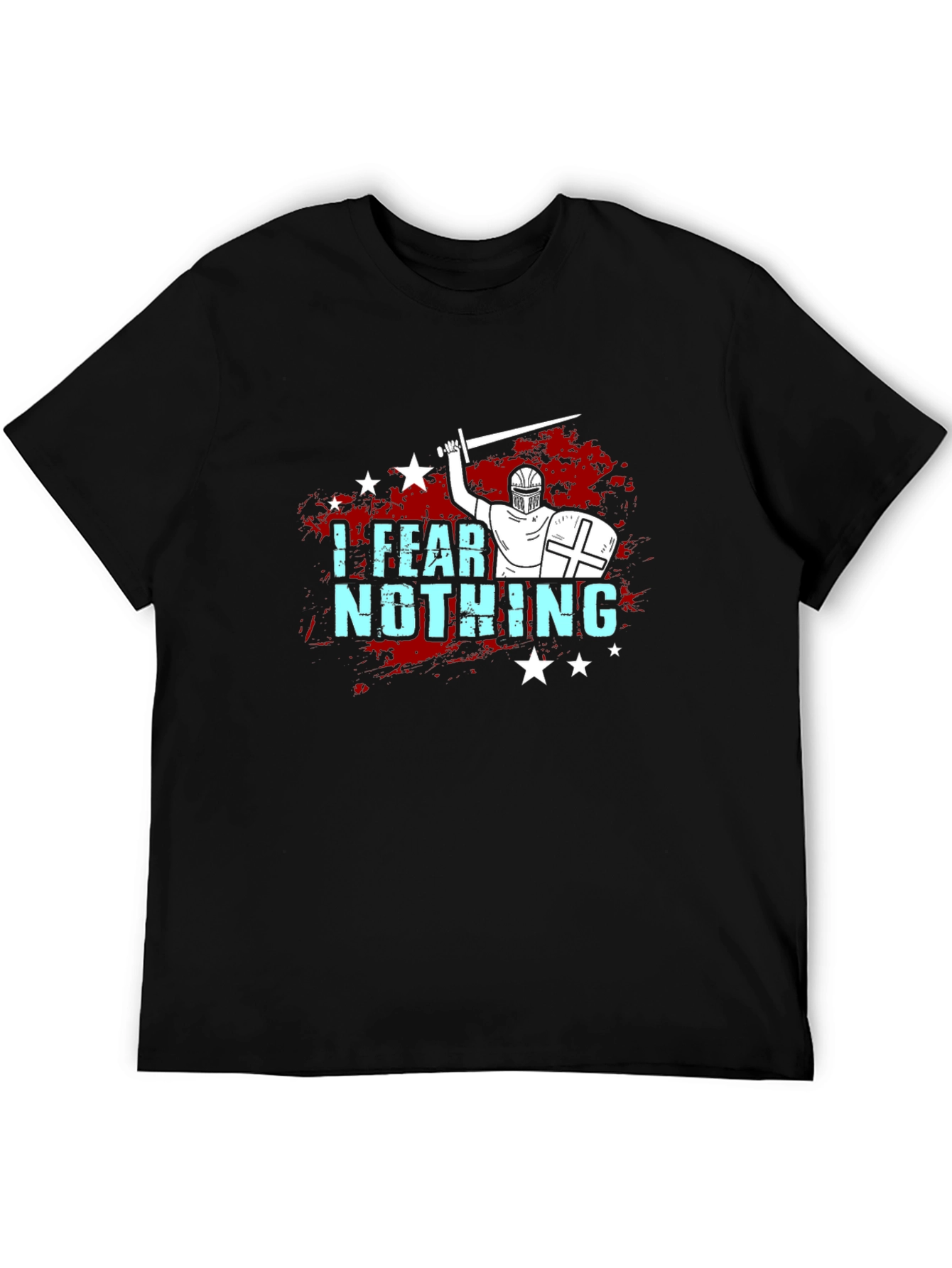Black I Fear Nothing T-Shirt Knight Crusader view 5