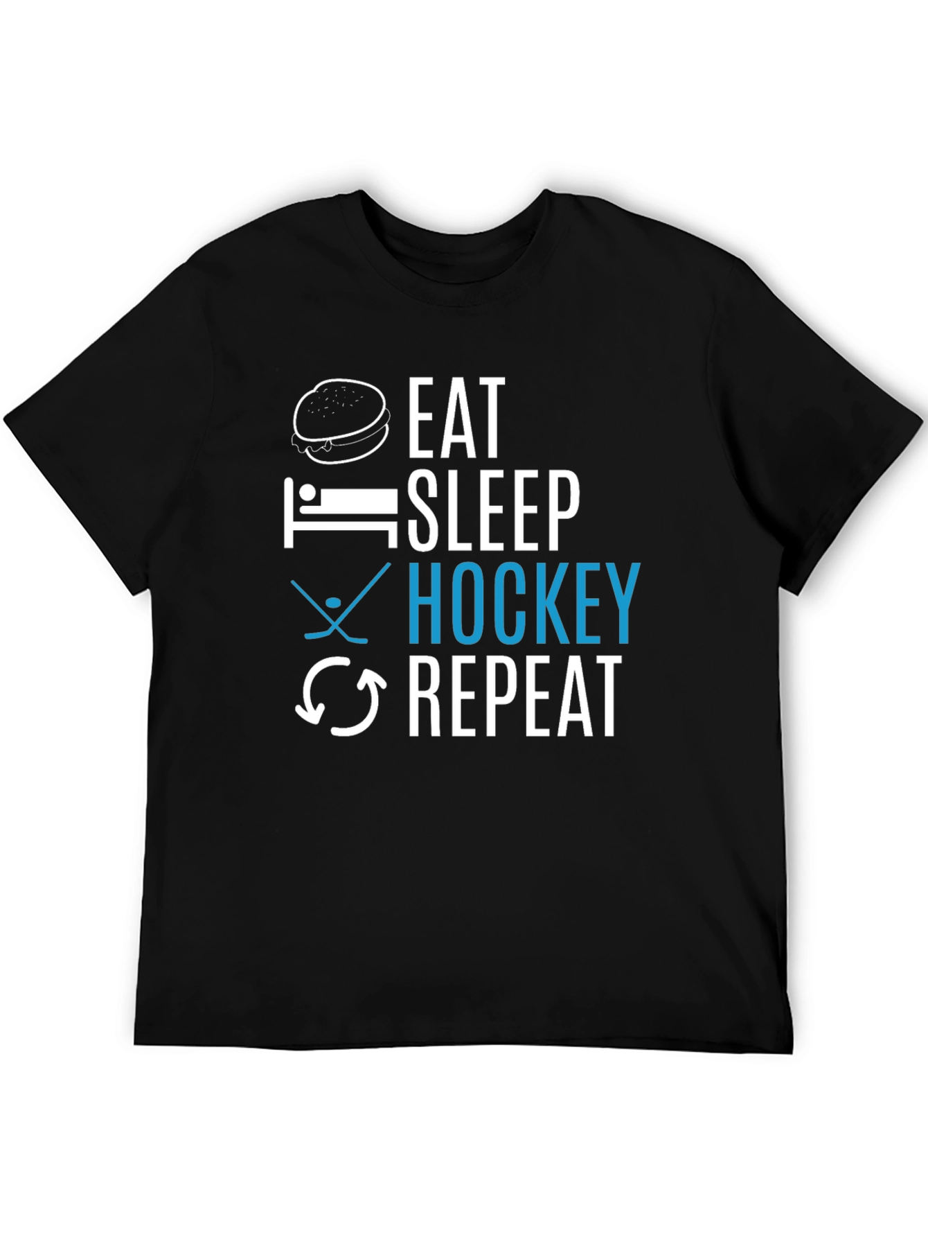 Black Eat Sleep Hockey Repeat Graphic Tee view 5