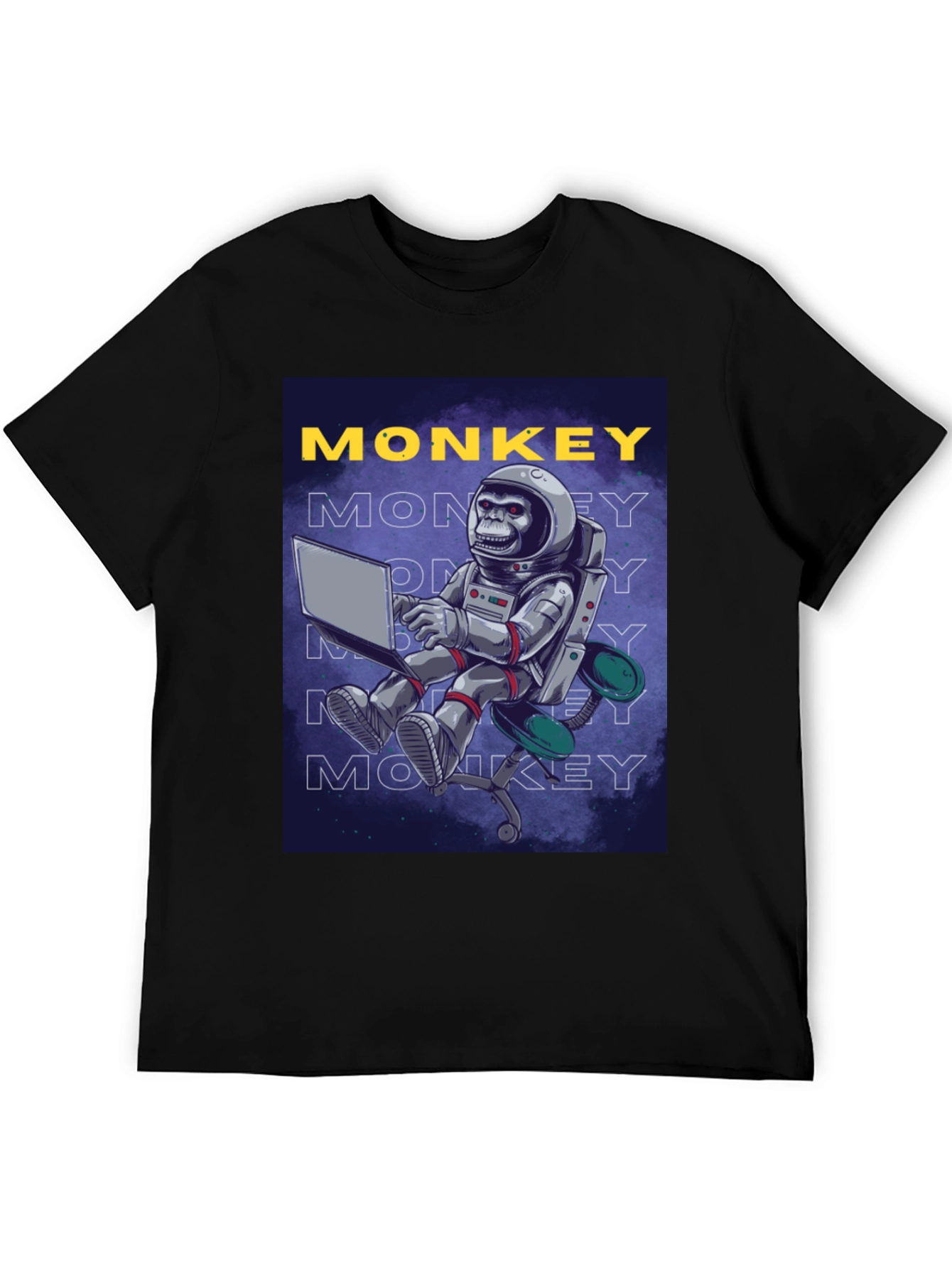 Black Monkey Astronaut Graphic Tee - Novelty Design view 5