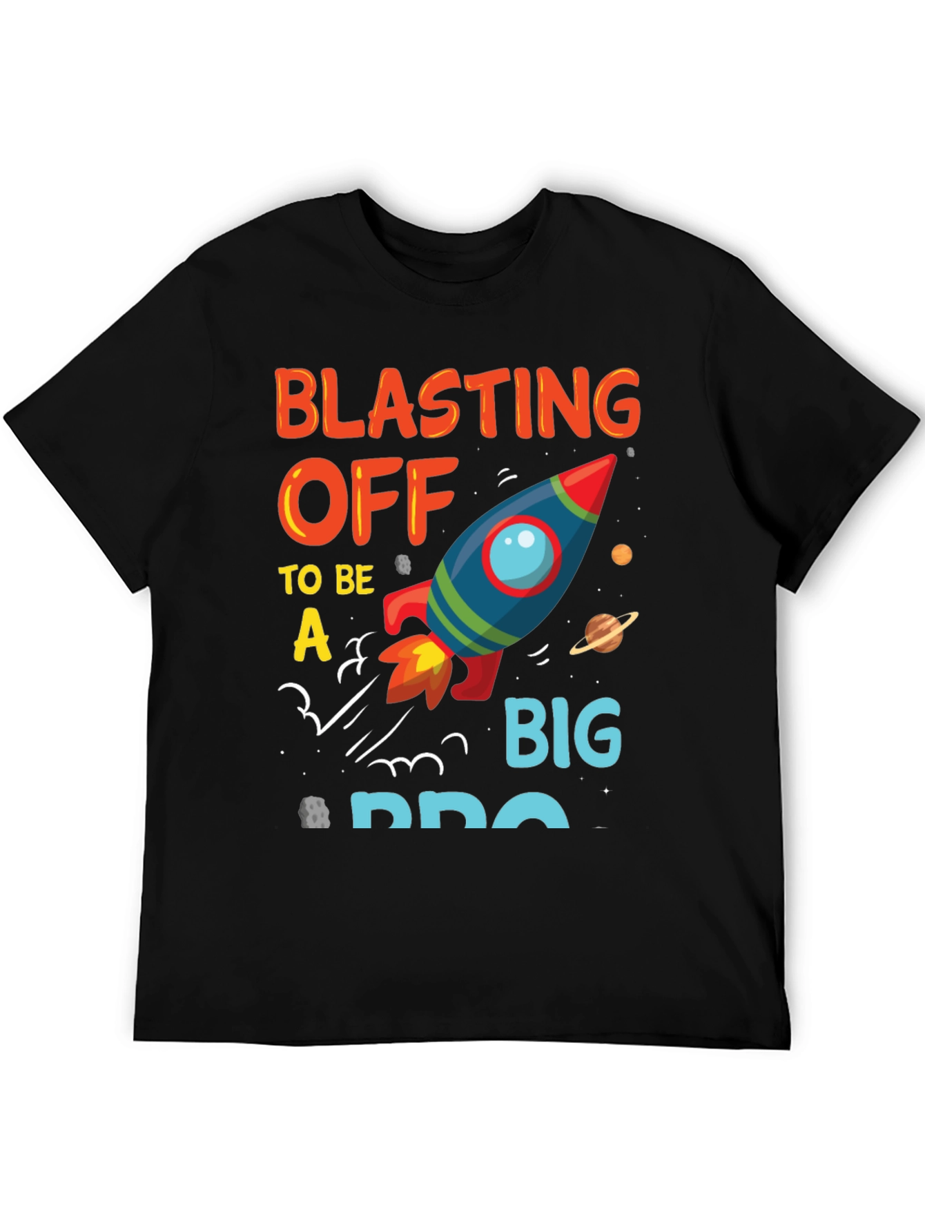 Black Blasting Off to Be a Big Bro T-Shirt view 5