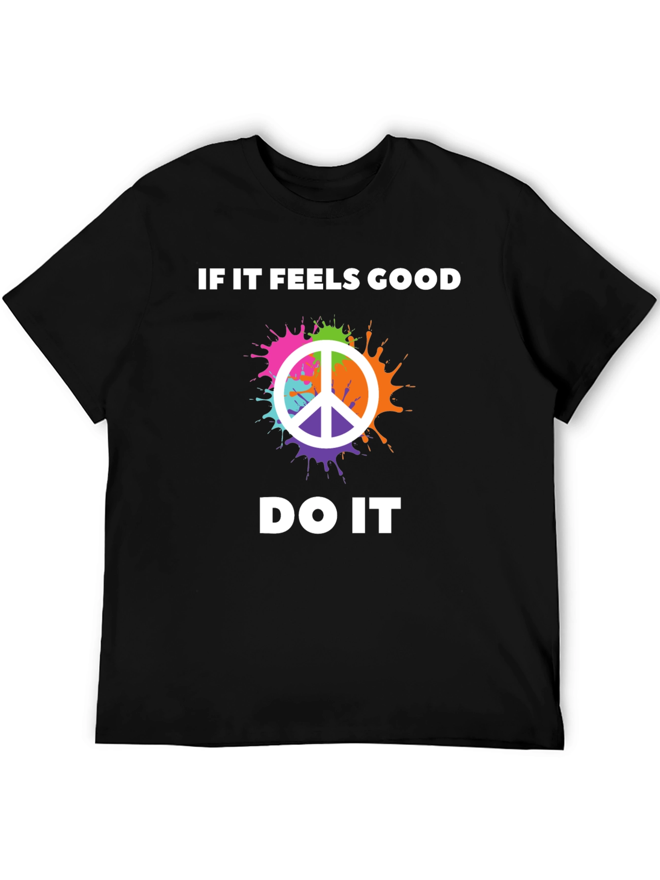 Black If It Feels Good Peace Sign Graphic T-Shirt view 5