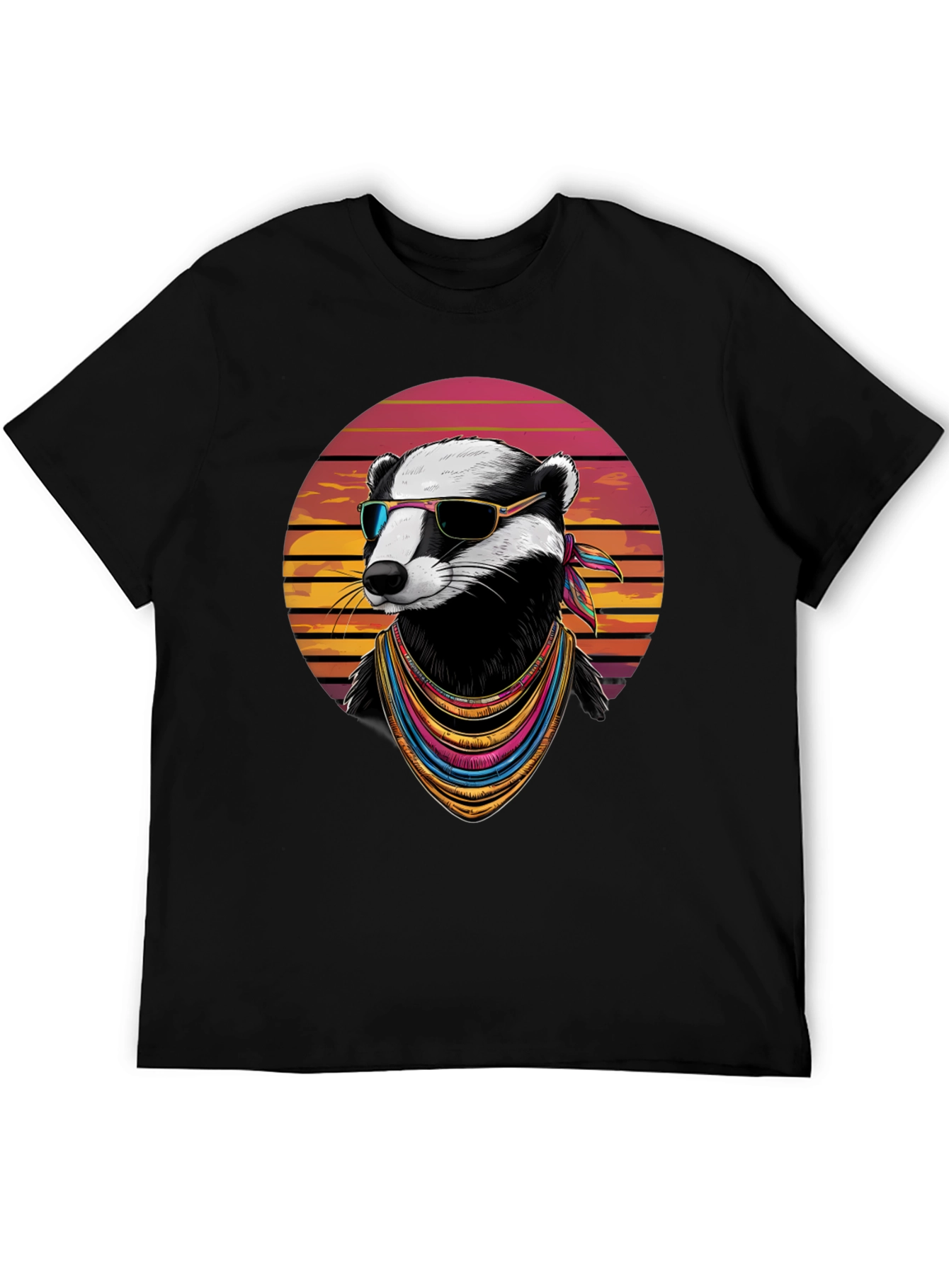 Black Cool Badger Graphic Tee - Retro Animal Shirt view 5