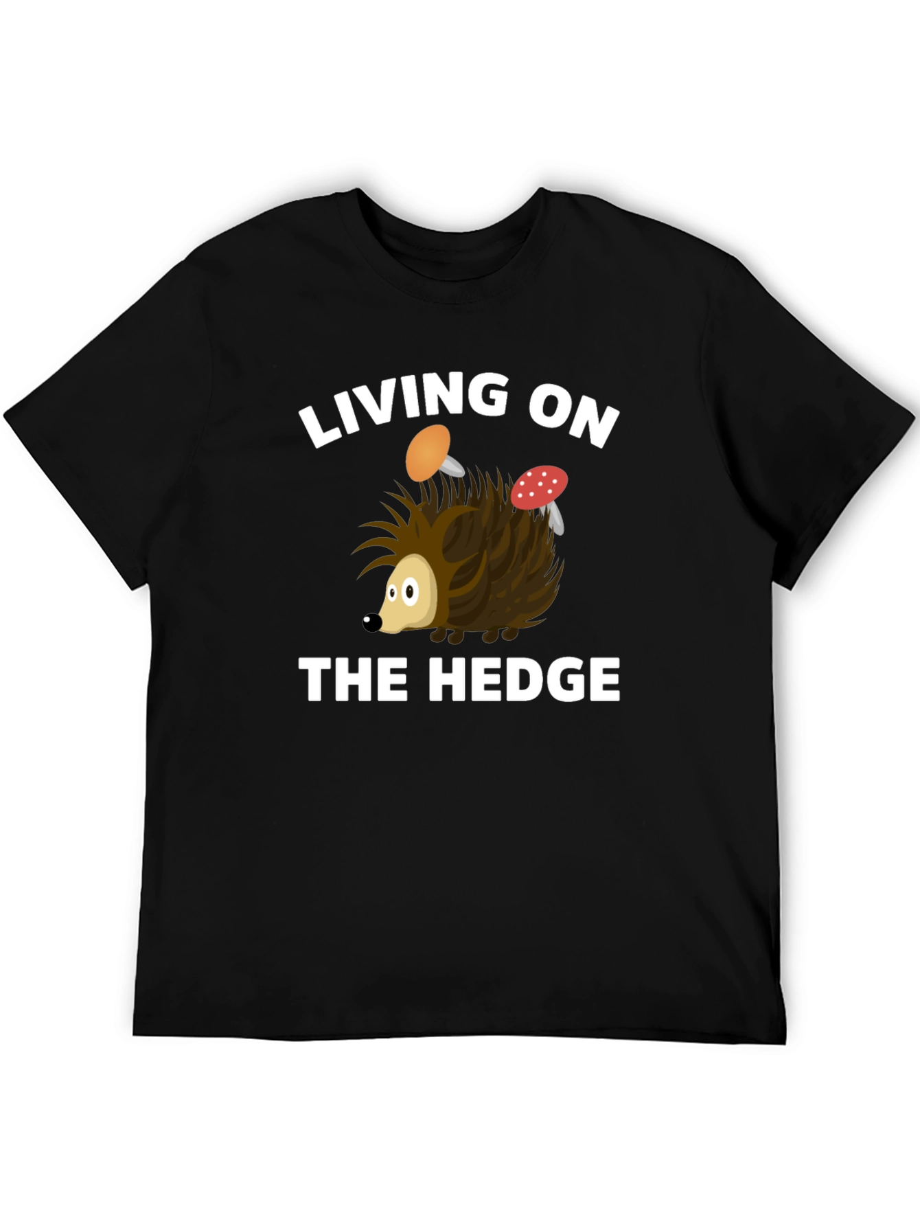 Black Living on the Hedge Hedgehog T-Shirt view 5