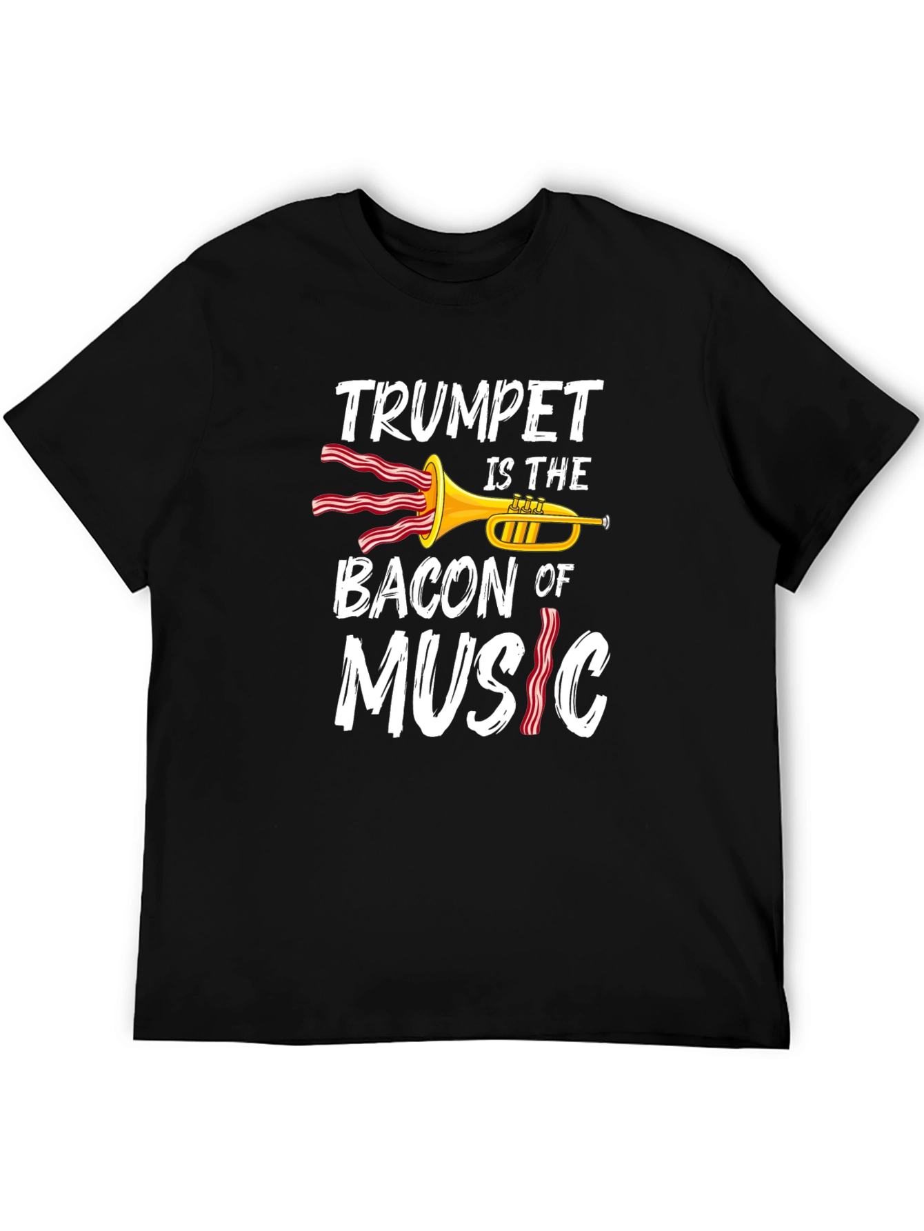Black Trumpet Bacon Music Graphic Tee view 5