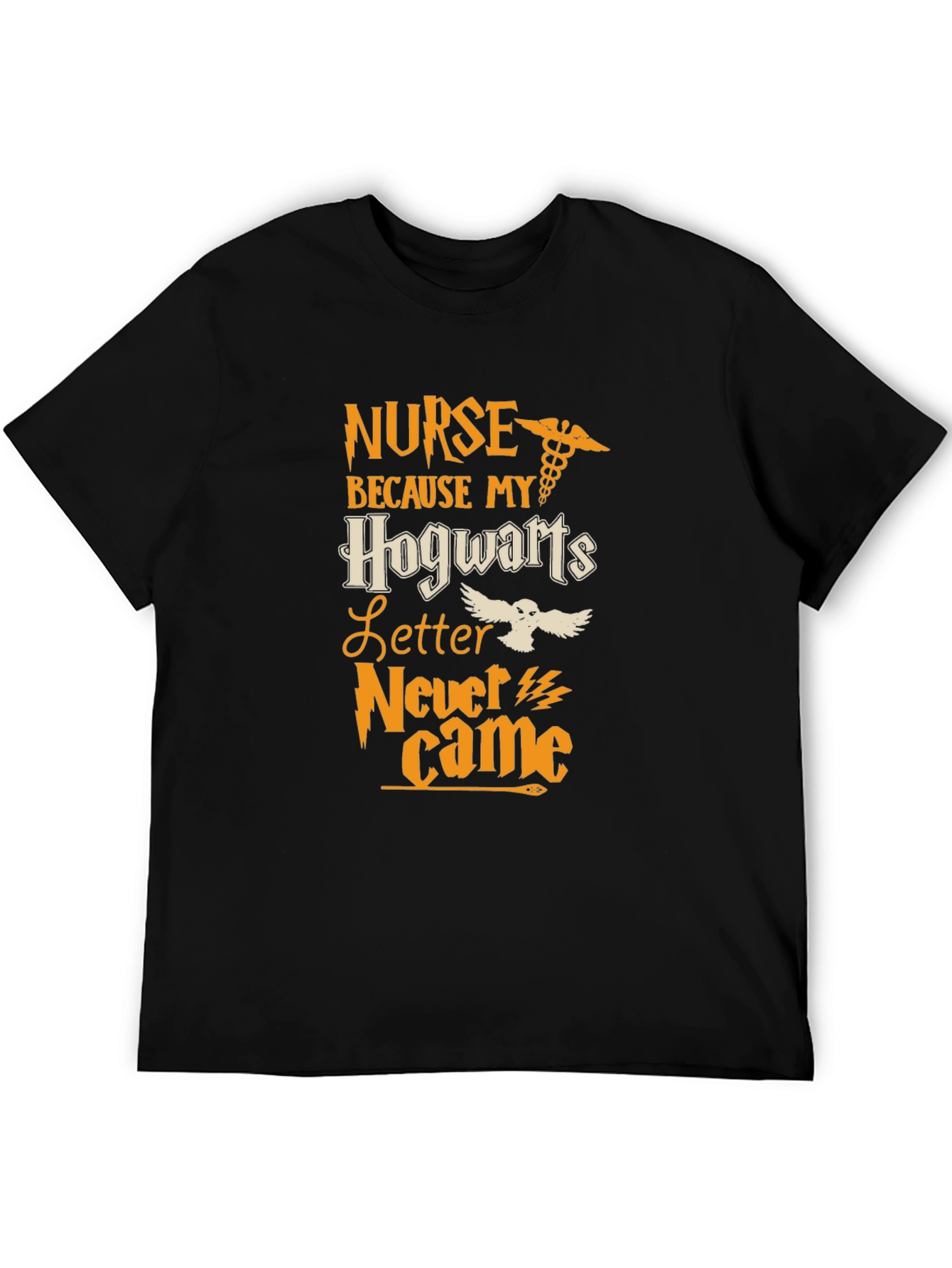 Black Nurse Hogwarts Letter T-Shirt - Black Cotton view 5