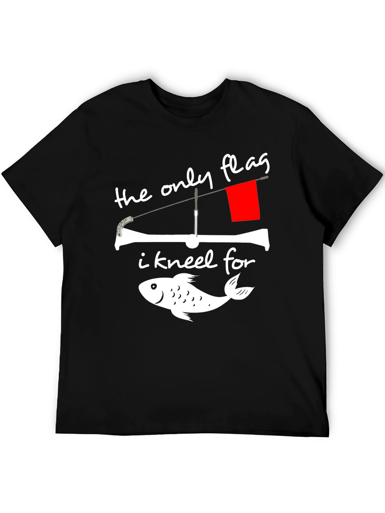 Black Fishing Flag Graphic Tee - The Only Flag I Kneel For view 5