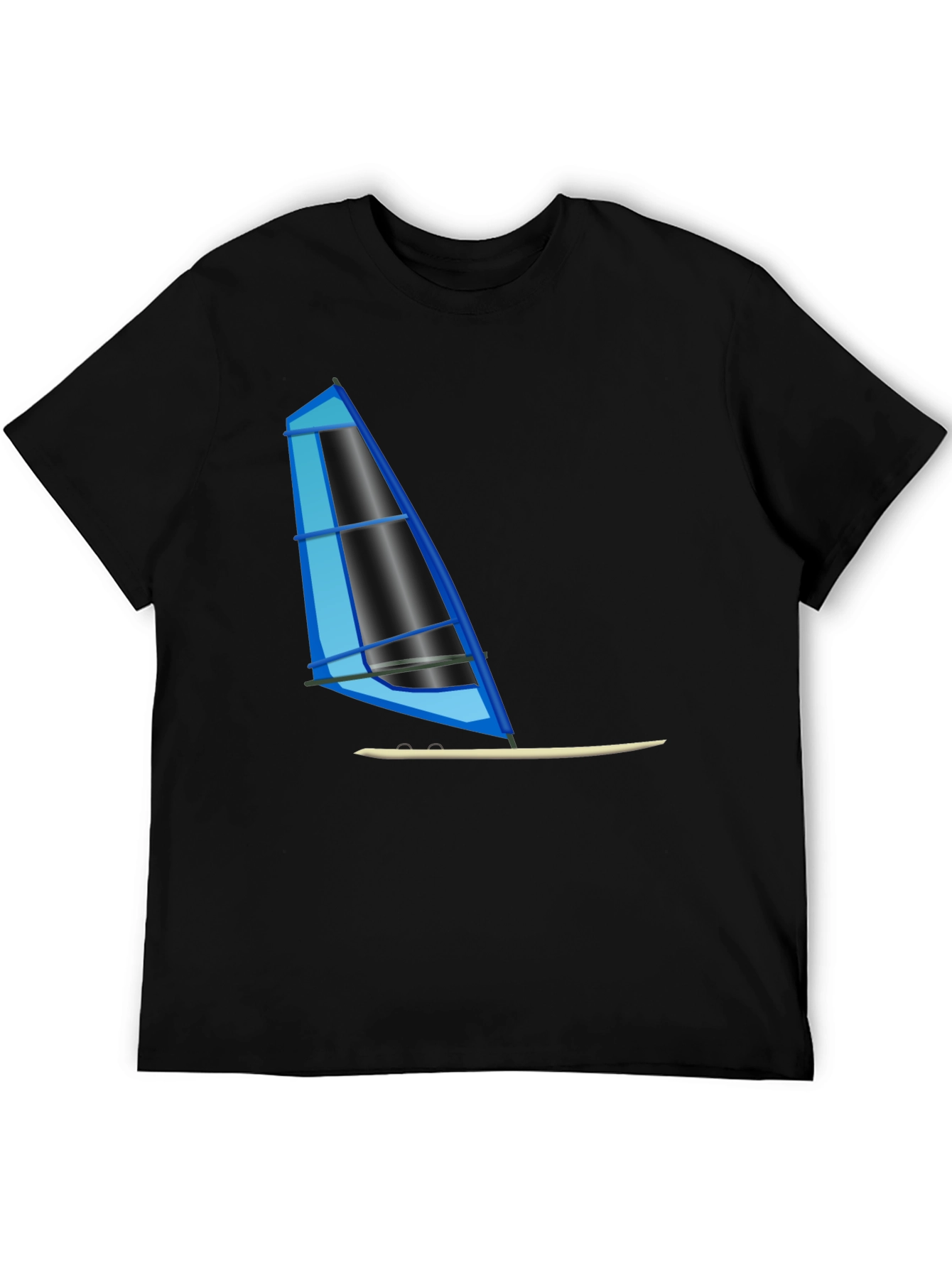Black Windsurf Graphic Tee - Black Cotton T-Shirt view 5