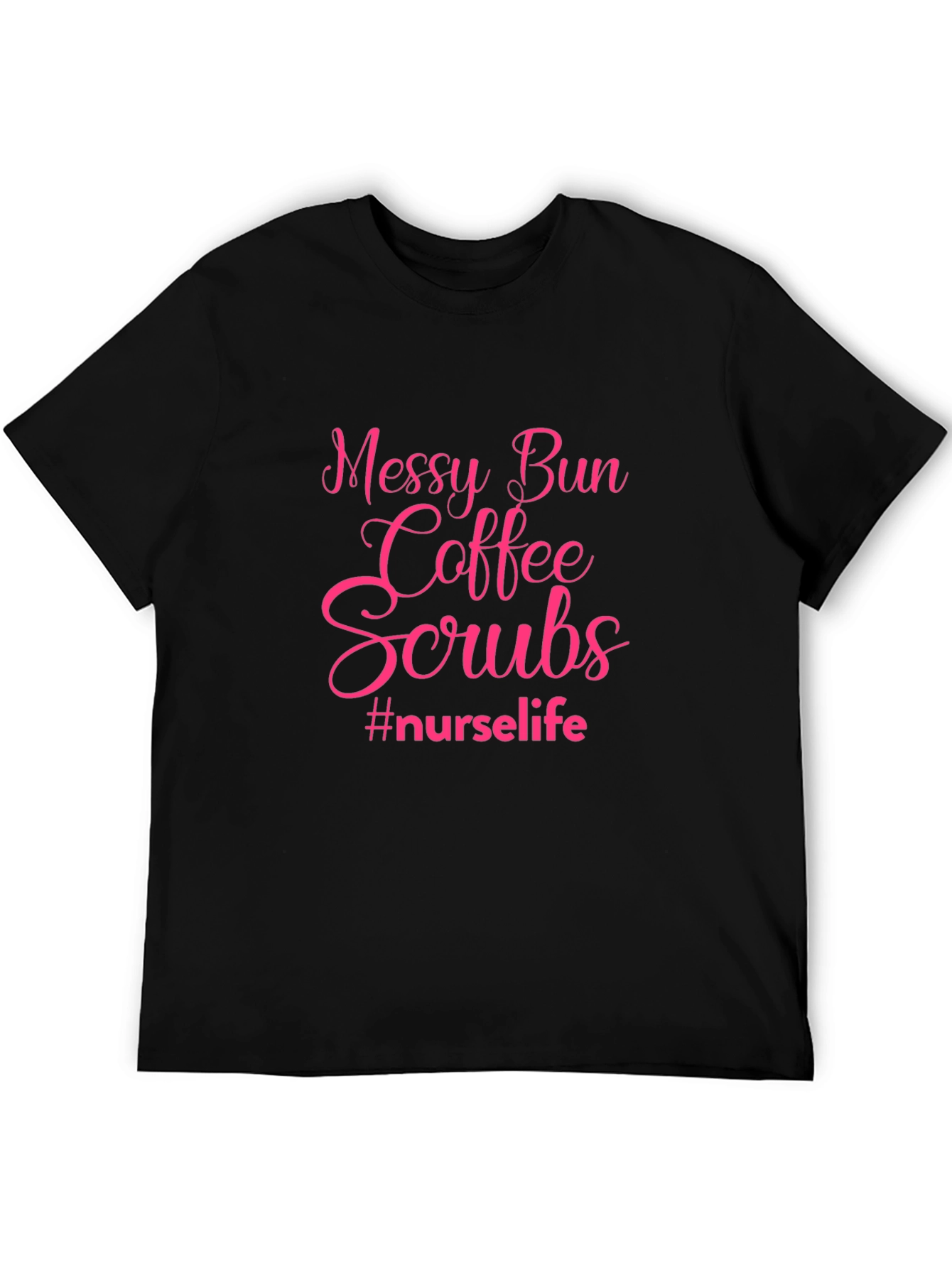 Black Messy Bun Coffee Scrubs Nurse T-Shirt view 5