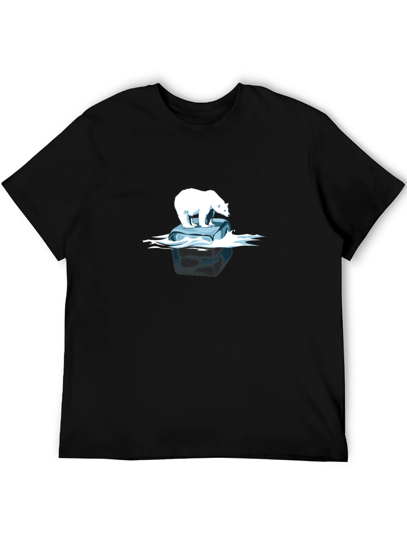 Black Polar Bear on Ice Graphic Tee - Black Cotton Comfort view 5