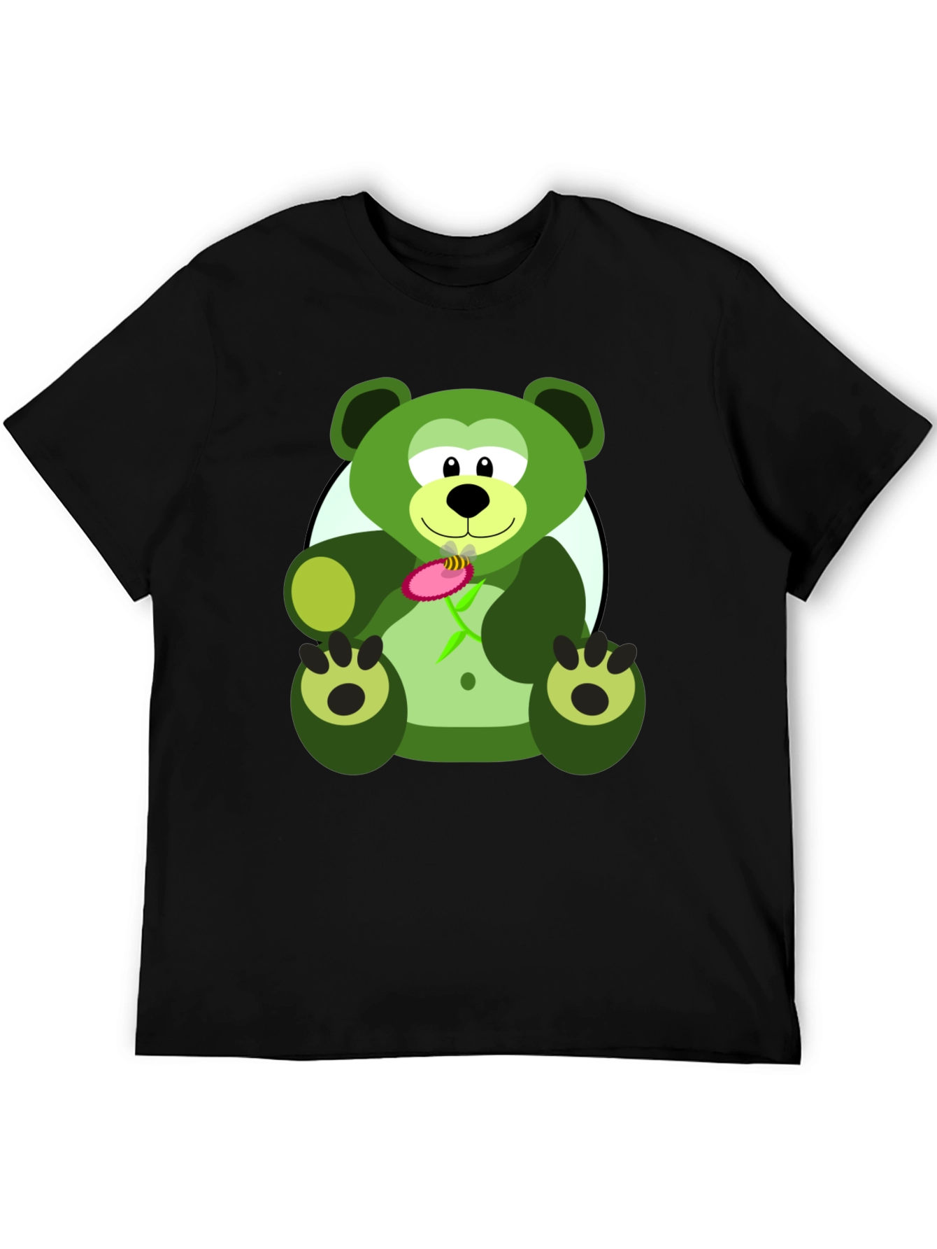 Black Green Bear Graphic Tee - Men's Black T-Shirt view 5