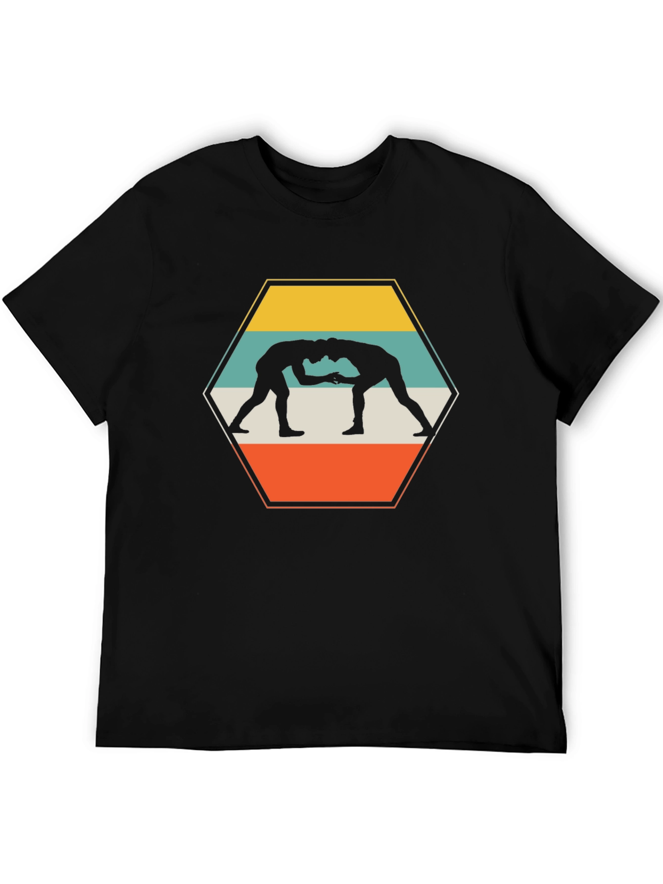 Black Wrestling Retro T-Shirt view 5