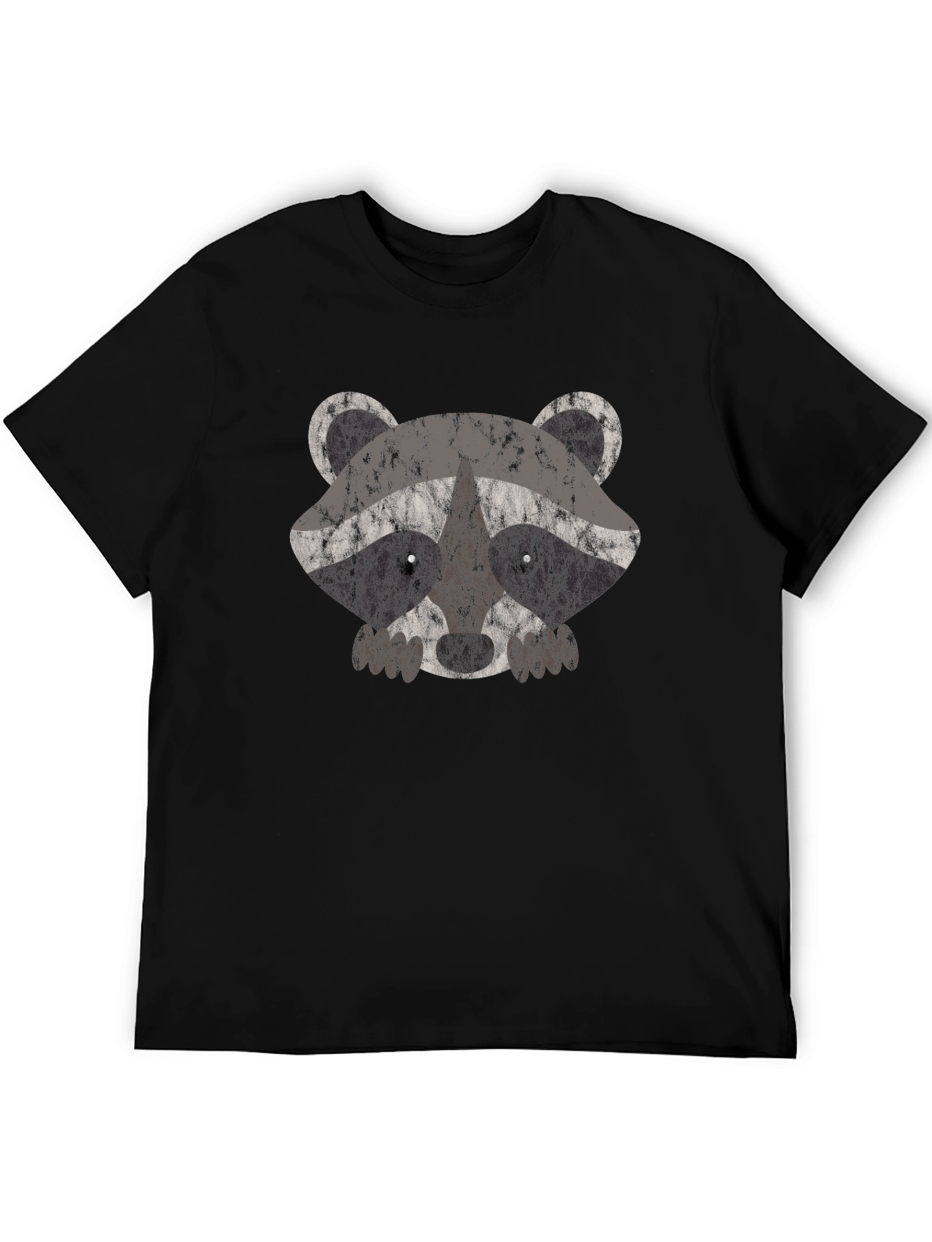 Black Cute Raccoon Graphic Tee - Men's Black T-Shirt view 5