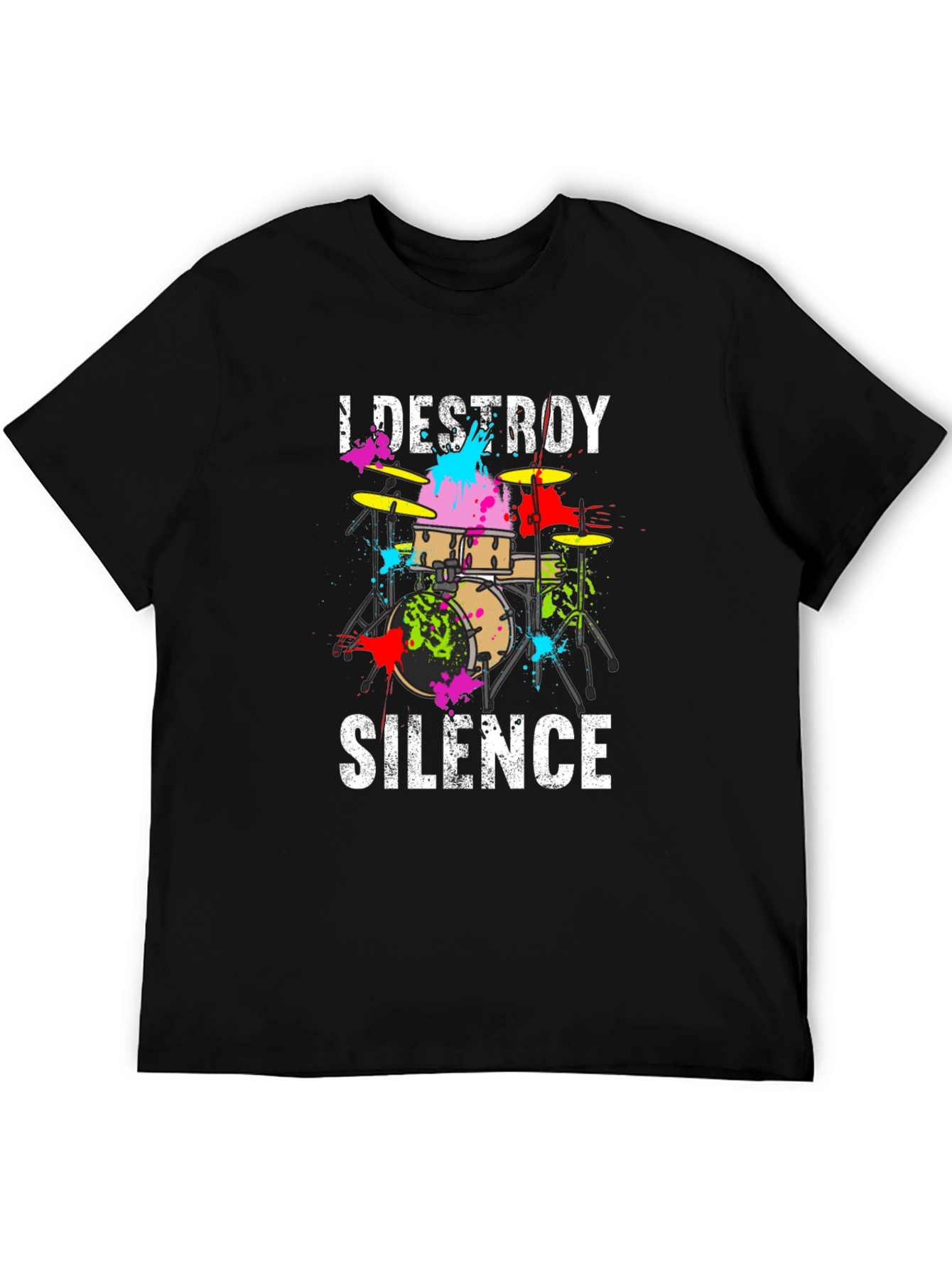 Black I Destroy Silence Drummer T-Shirt view 5