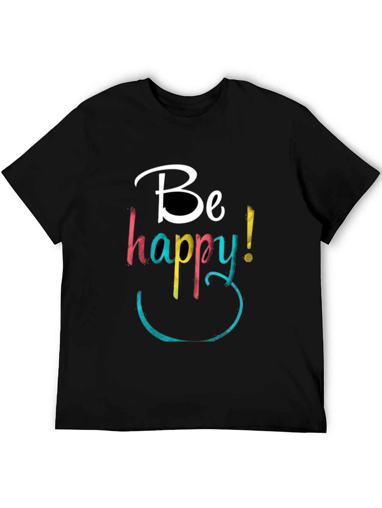 Black Be Happy Graphic Tee - Black Cotton Blend view 5