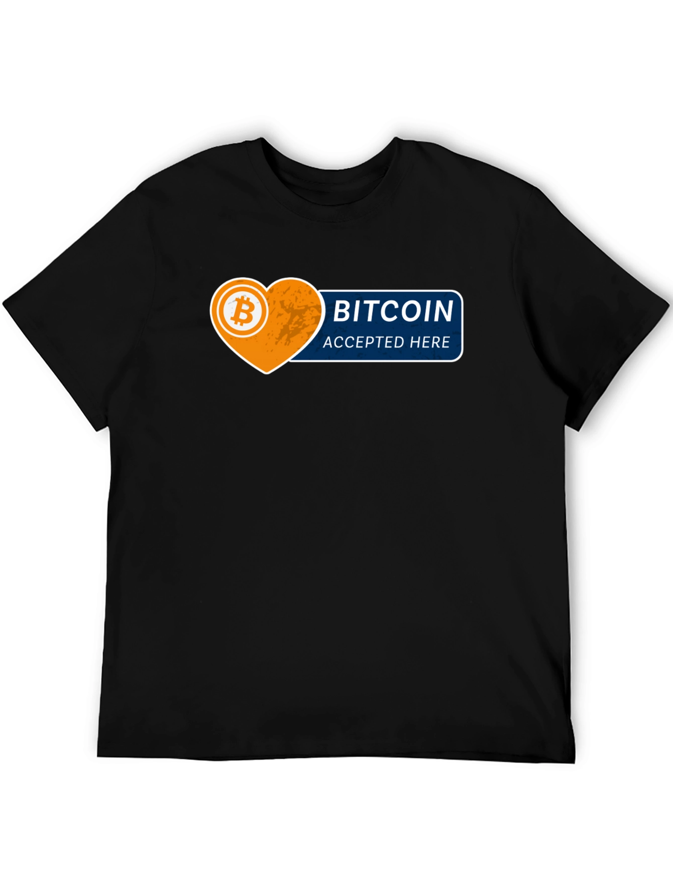 Black Bitcoin Accepted Here Graphic Tee - Black Cotton T-Shirt view 5