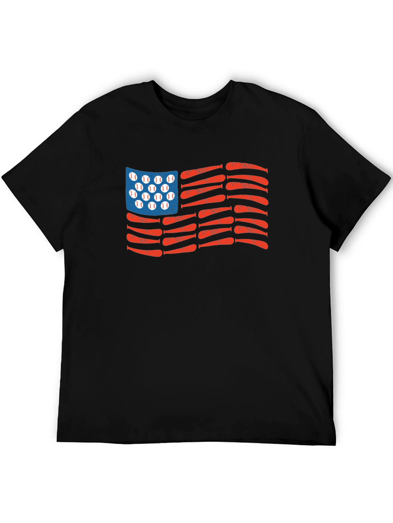 Black American Baseball Flag T-Shirt view 5