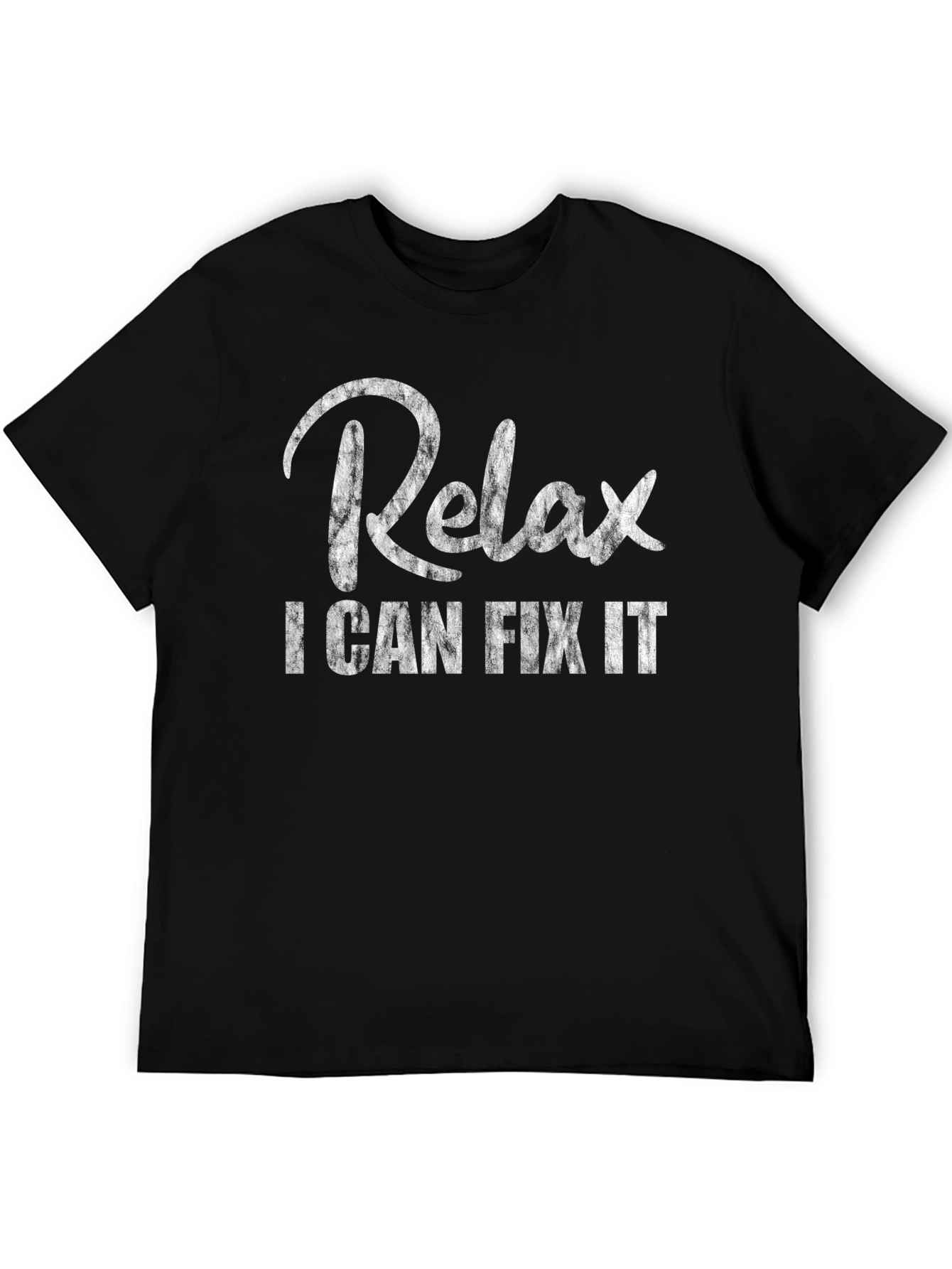 Black Relax I Can Fix It Black Graphic T-Shirt view 5