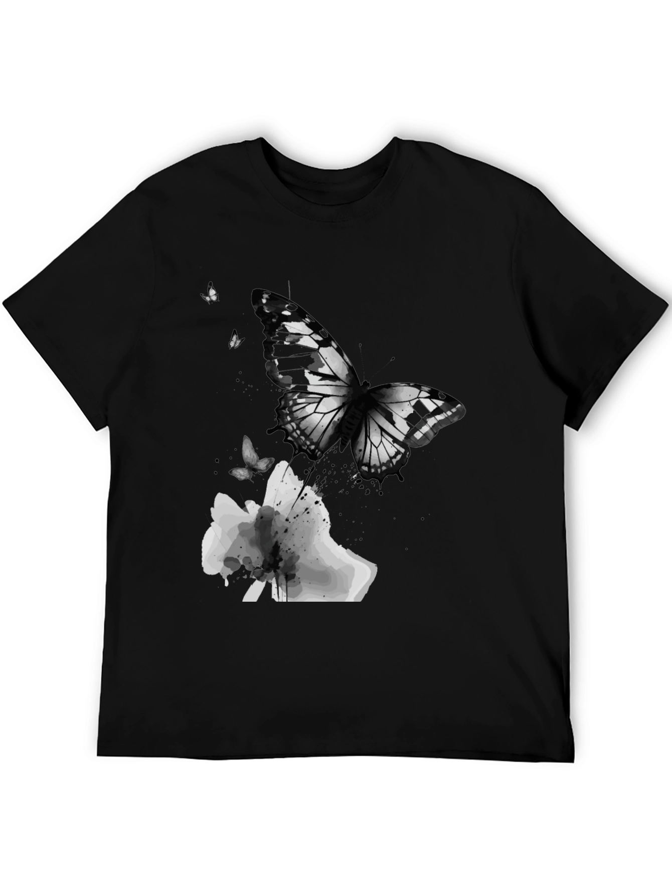 Black Butterfly Graphic Print Men's T-Shirt view 5