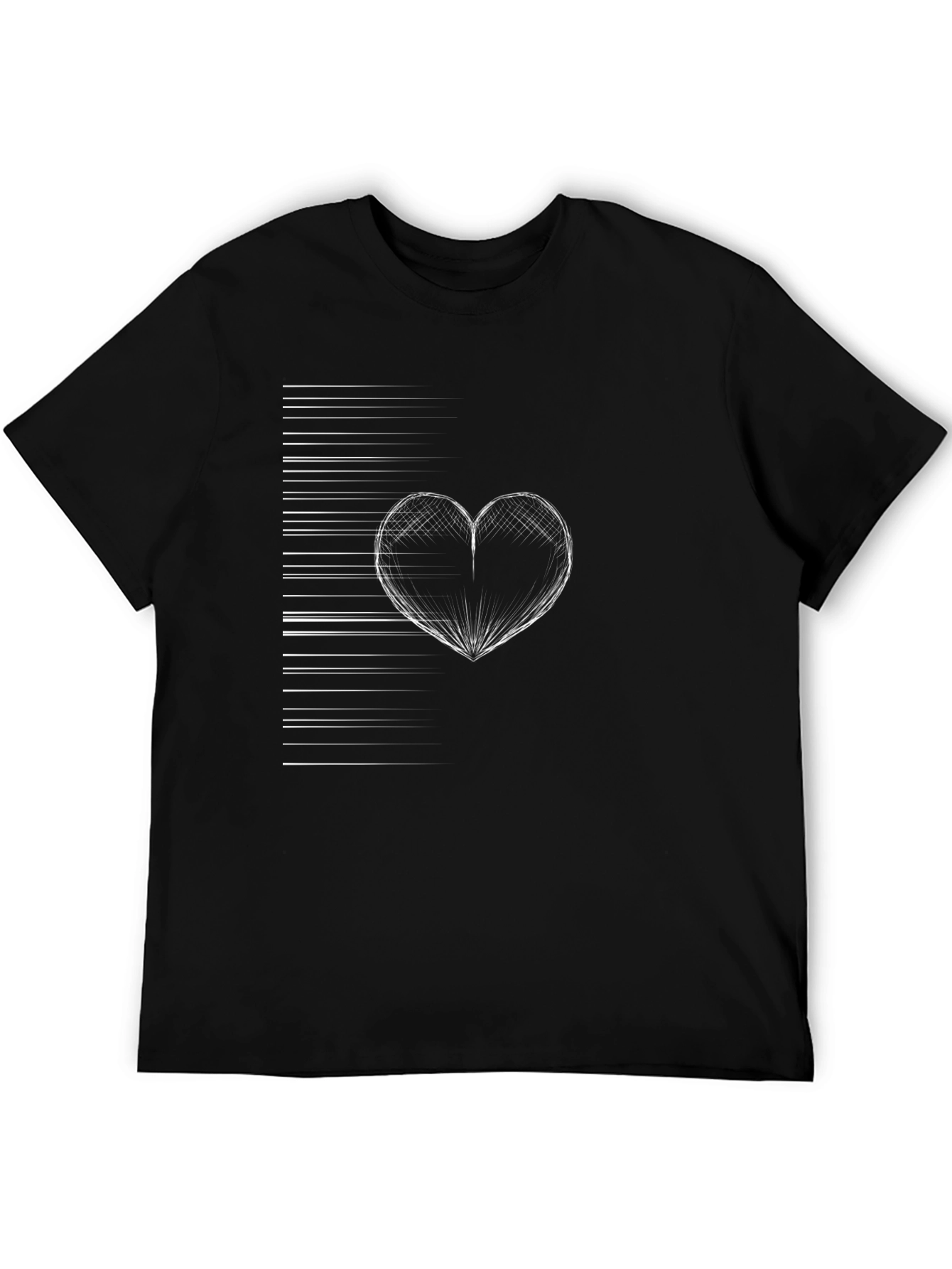 Black Abstract Heart Graphic Black Tee - Modern Style view 5