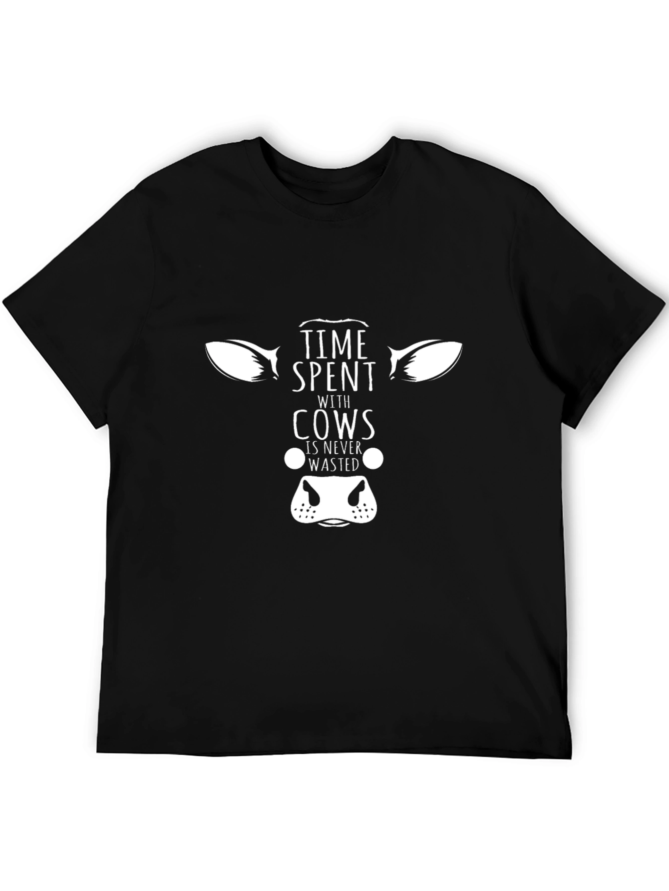 Black Funny Cow T-Shirt: Time Spent With Cows Is Never Wasted view 5