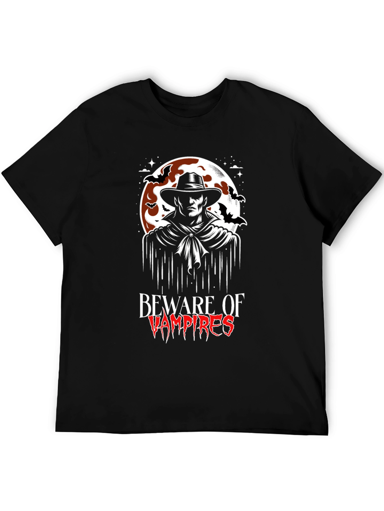 Black Beware of Vampires Graphic T-Shirt Halloween view 5