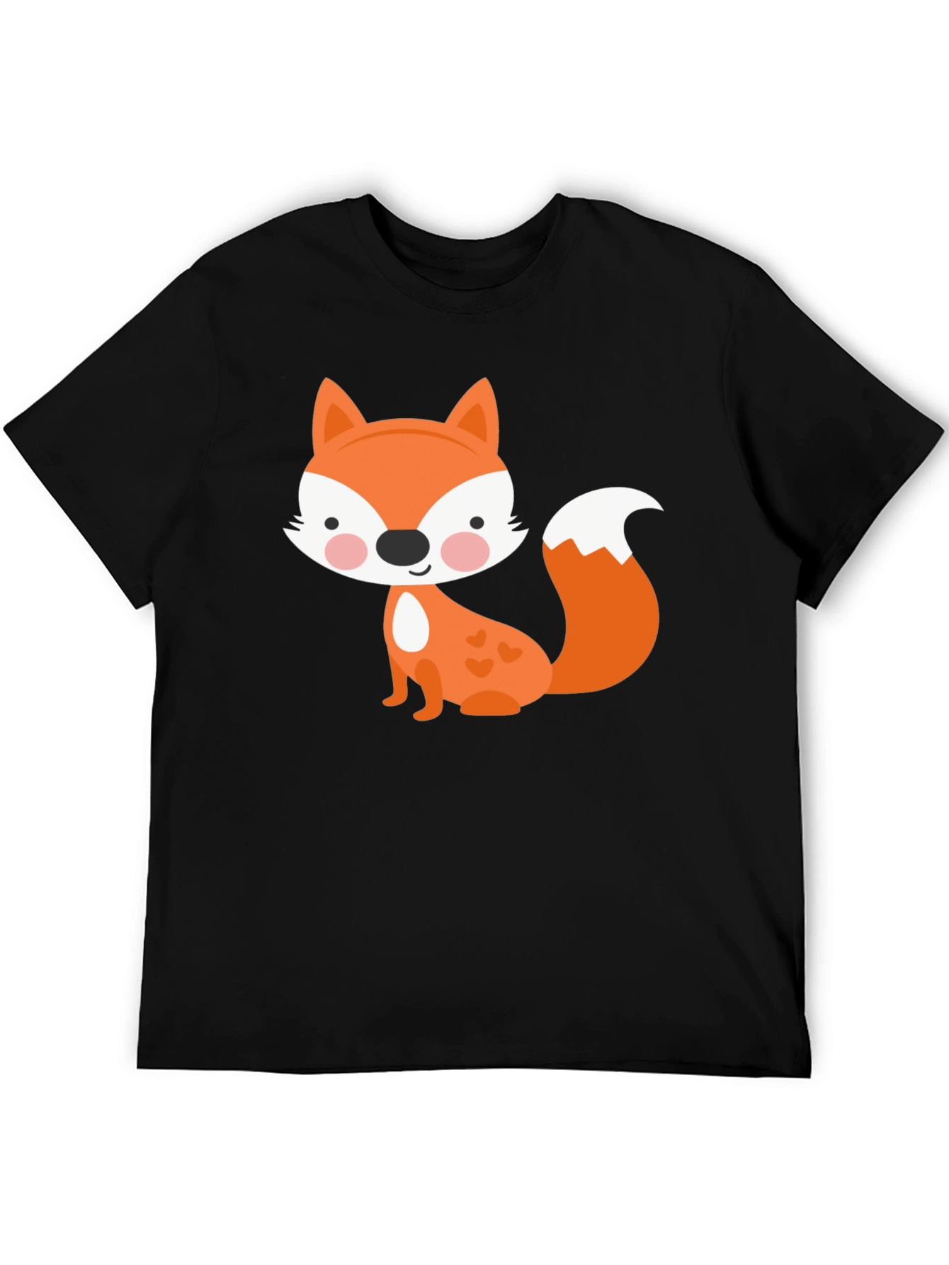 Black Cute Fox Graphic Tee - Fun & Playful Black T-Shirt view 5