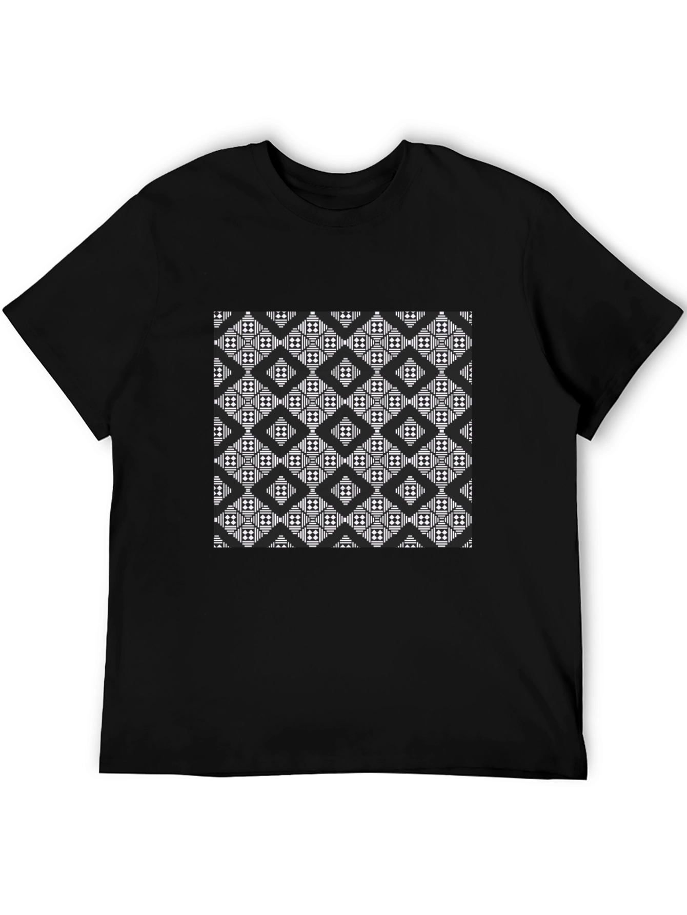 Black Geometric Black T-Shirt - Modern Pattern view 5