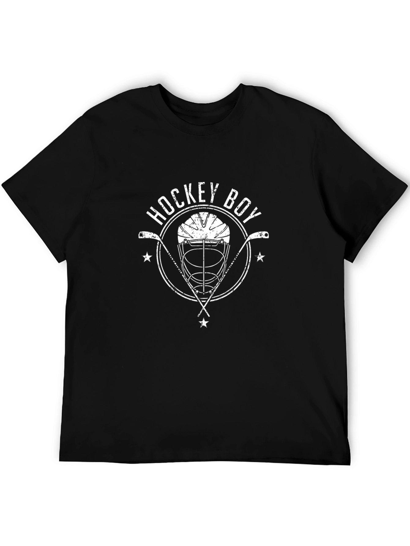 Black Hockey Boy Graphic T-Shirt - Black Cotton Tee view 5