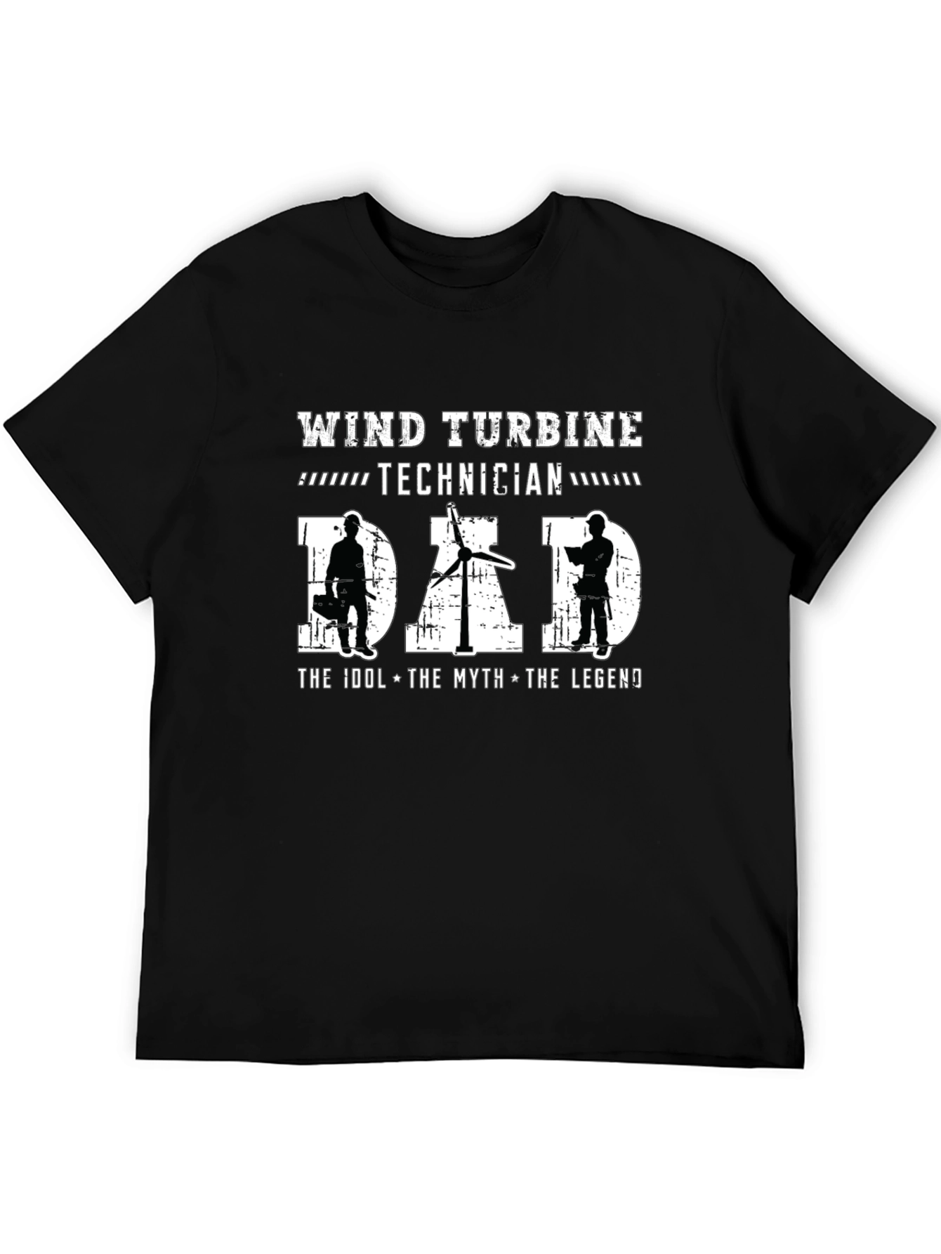Black Wind Turbine Technician Dad T-Shirt - The Idol, Myth, Legend view 5