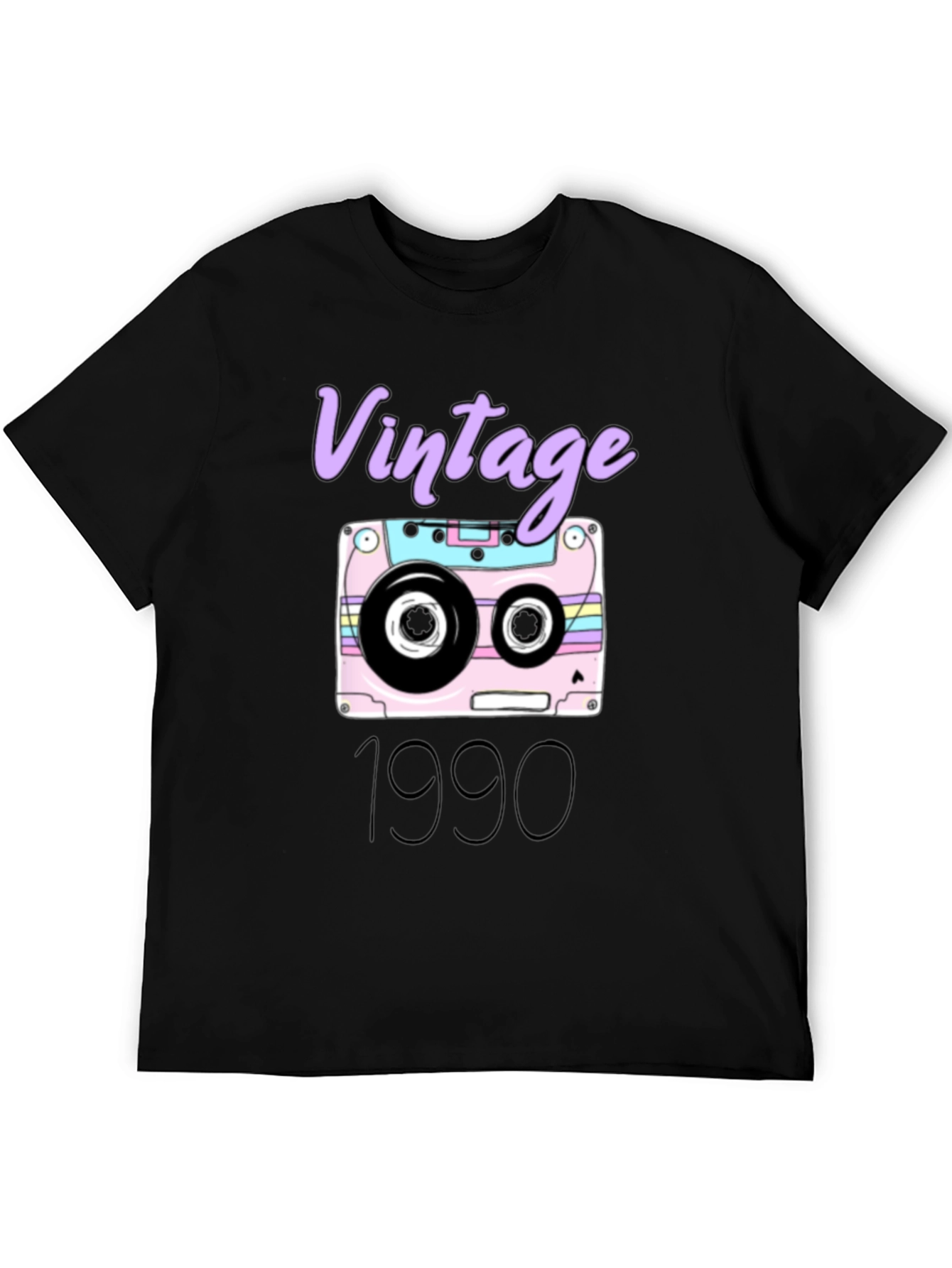 Black Vintage 1990 Cassette Tape Graphic T-Shirt view 5