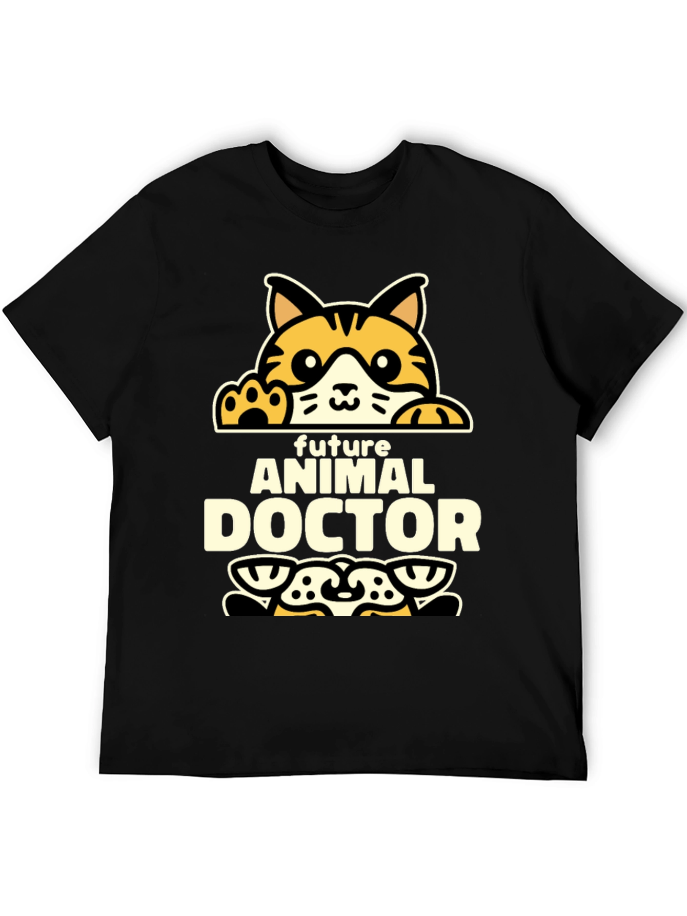 Black Future Animal Doctor T-Shirt - Cute Cat Design view 5