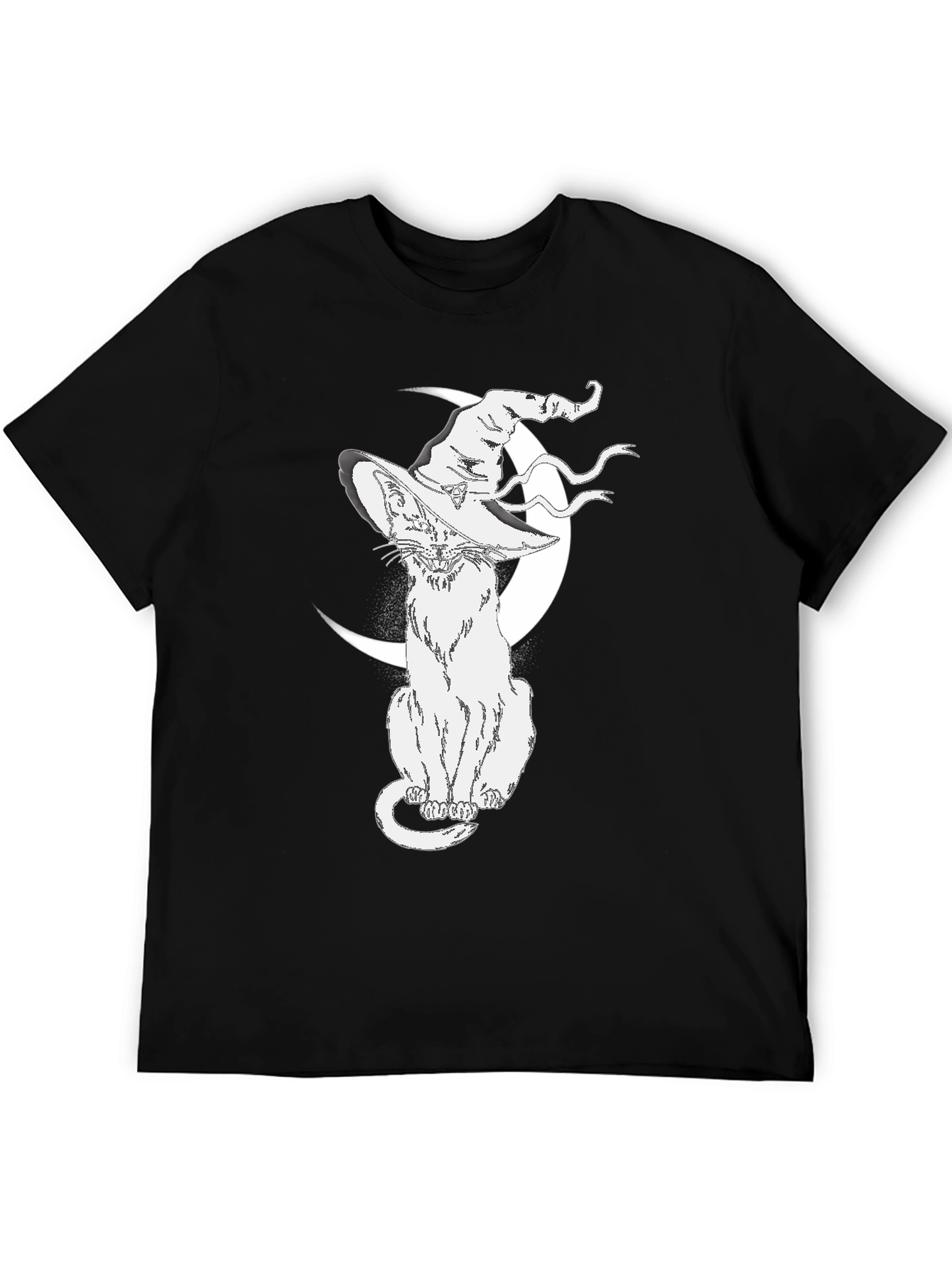 Black Witch Cat Moon T-Shirt - Halloween Style view 5