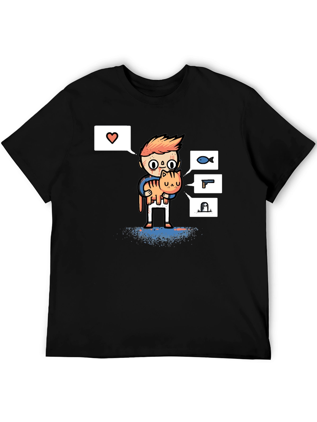 Black Cat Lover Graphic T-Shirt - Black Cotton Tee view 5