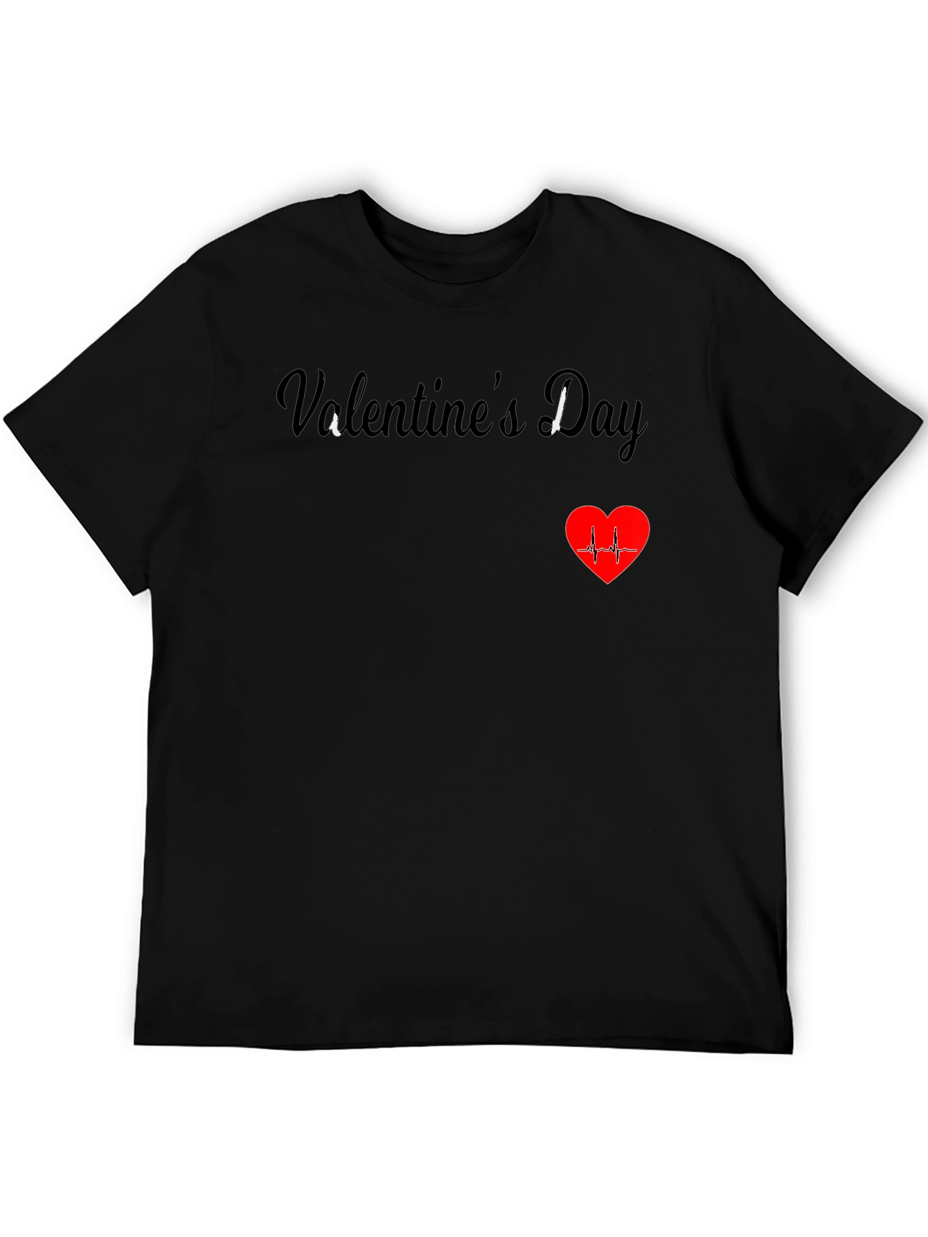 Black Valentine's Day Heartbeat T-Shirt view 5