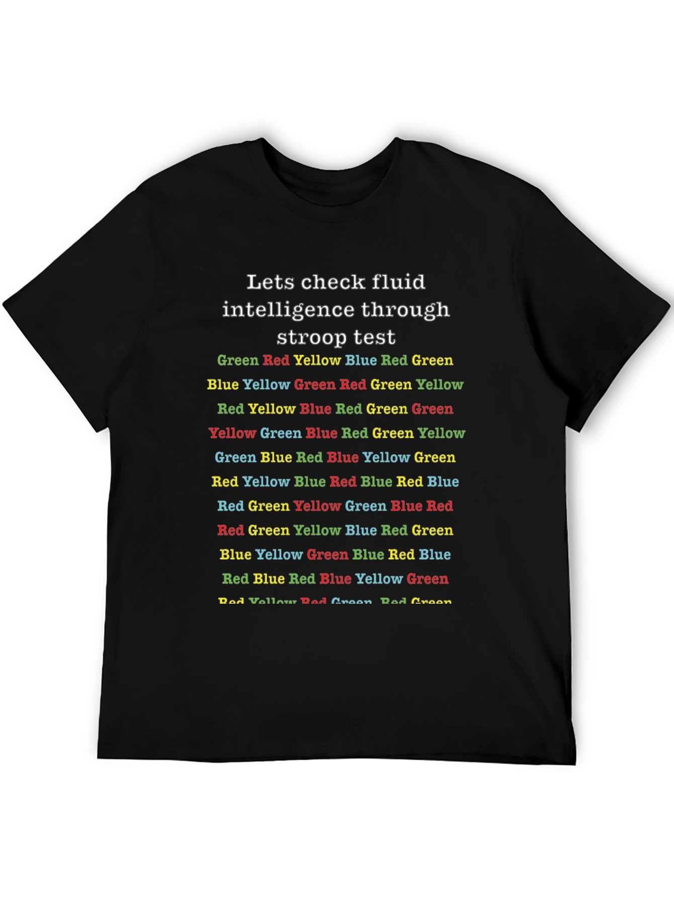 Black Stroop Test Fluid Intelligence T-Shirt view 5