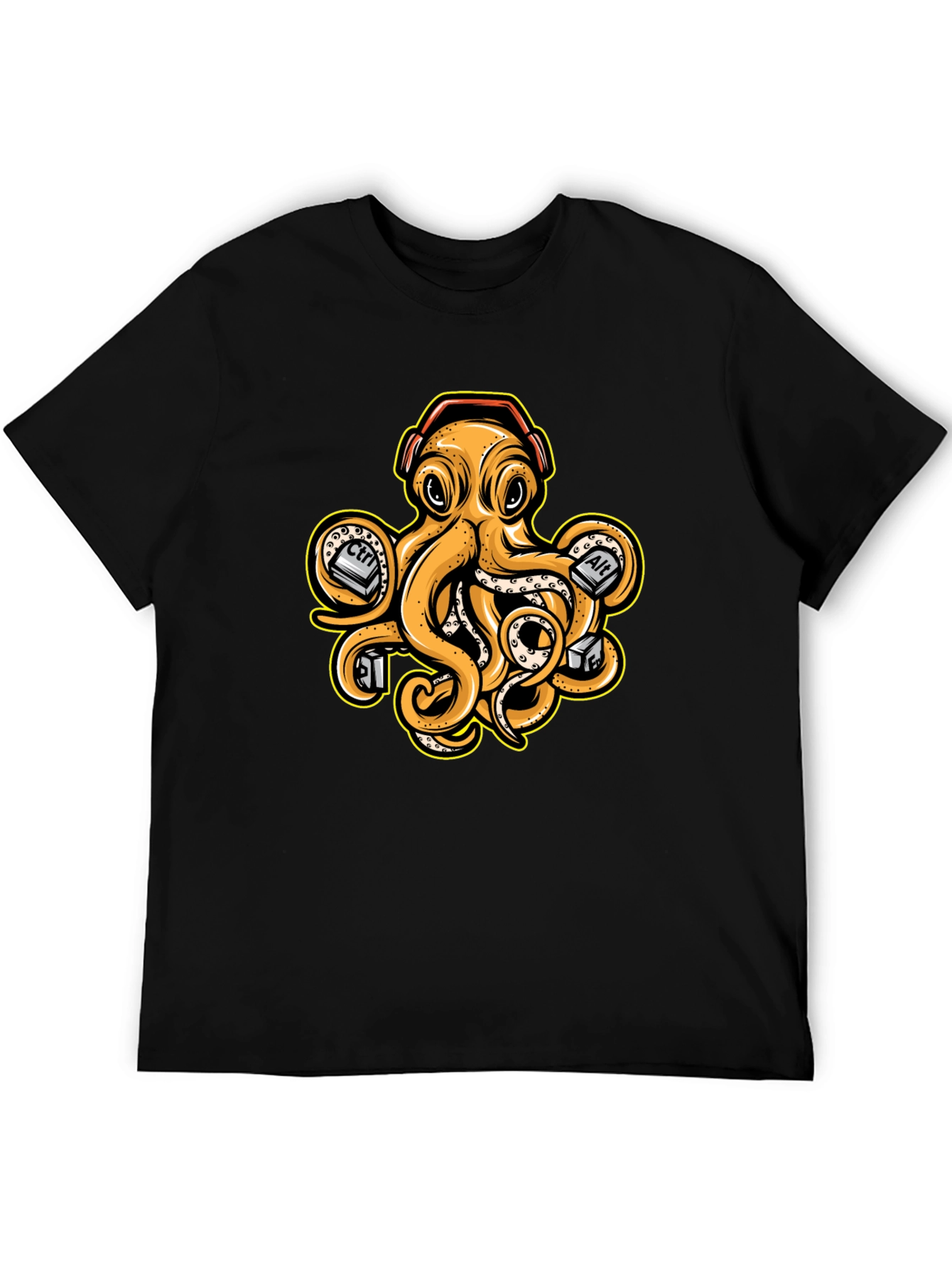 Black Tech Octopus Graphic Tee - Gamer Style view 5